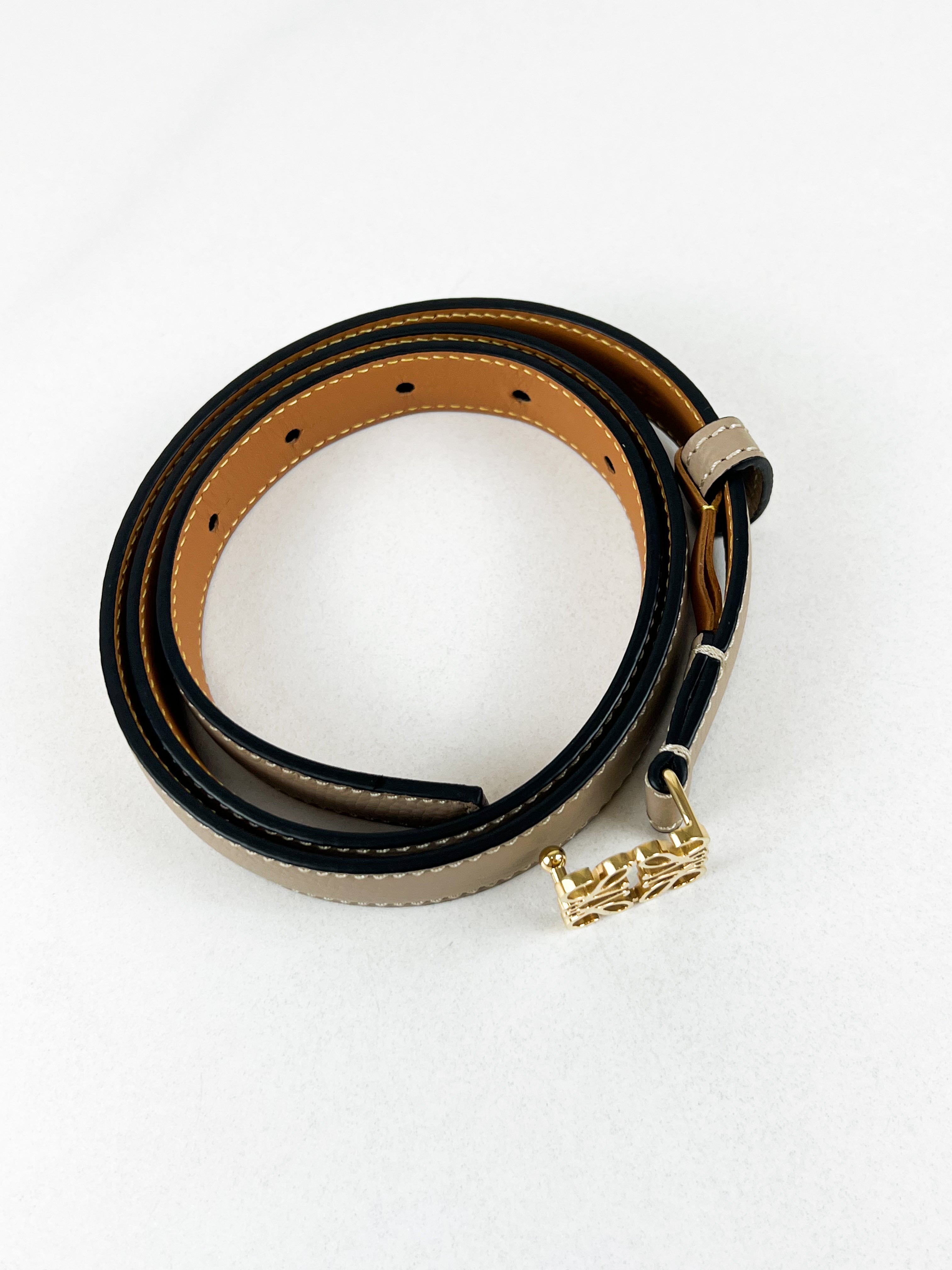 Loewe Anagram Belt 32mm in Beige/Grey with GHW Size 80