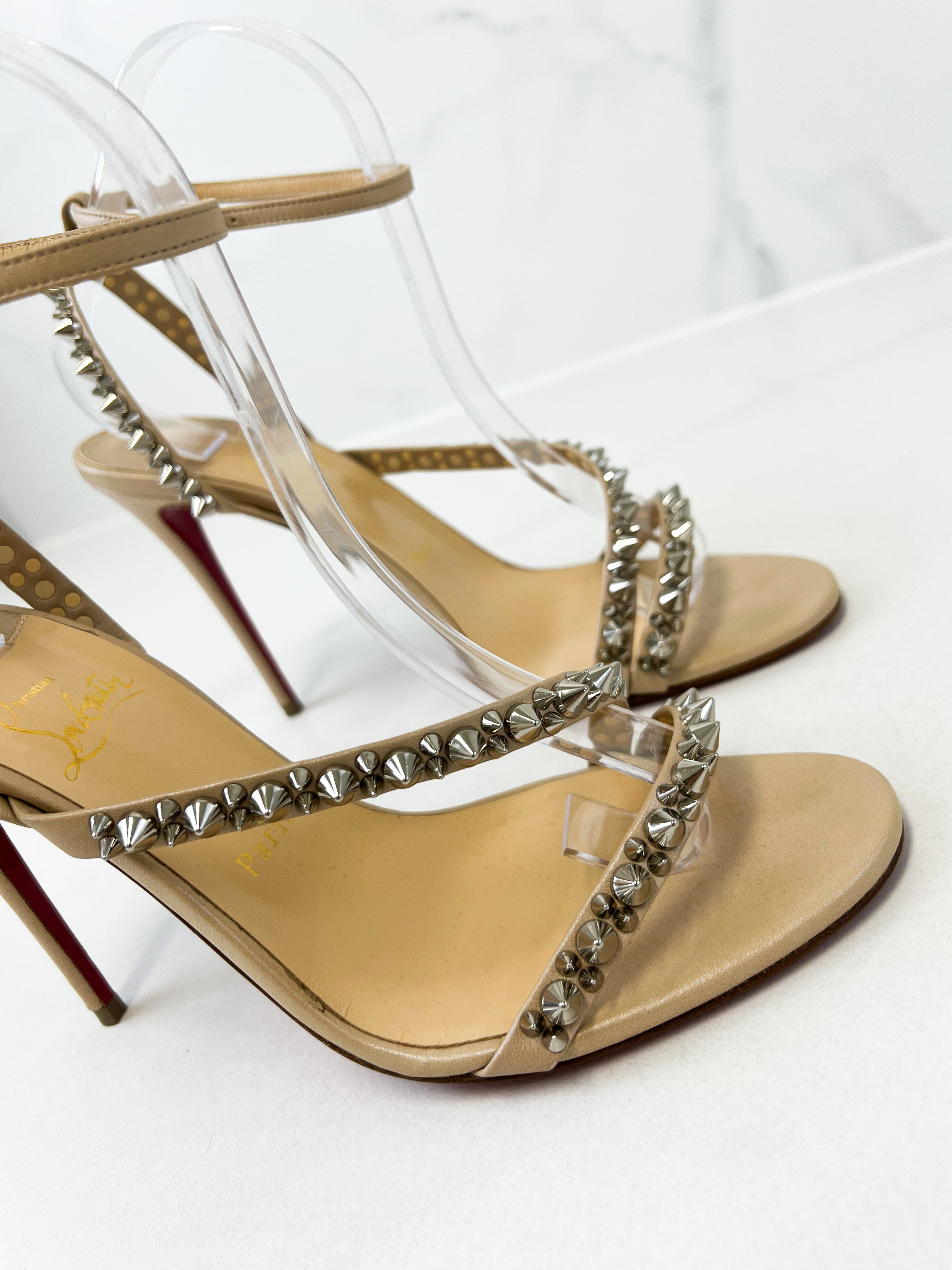 Christian Louboutin So Spike 100 Nude Size 39.5