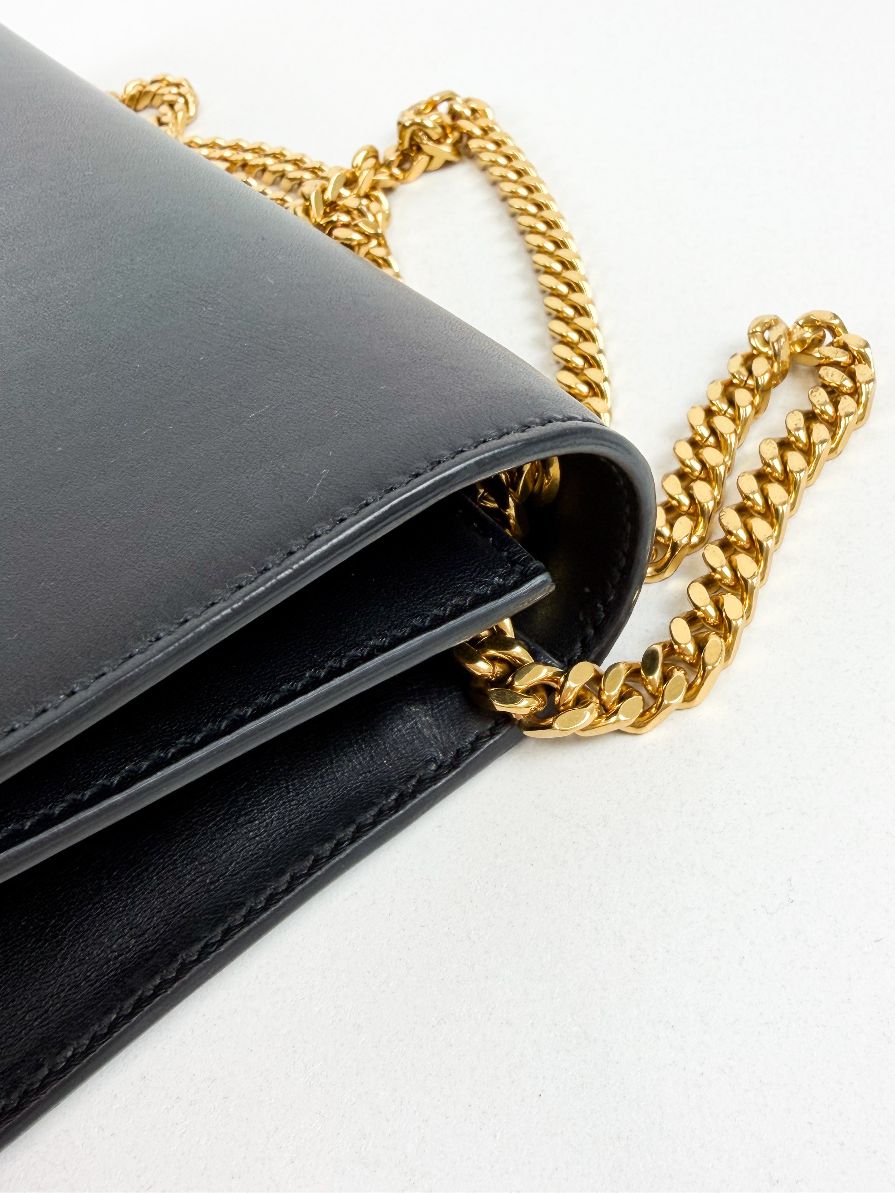 Saint Laurent Black Kate Medium Tassel Chain Bag with GHW