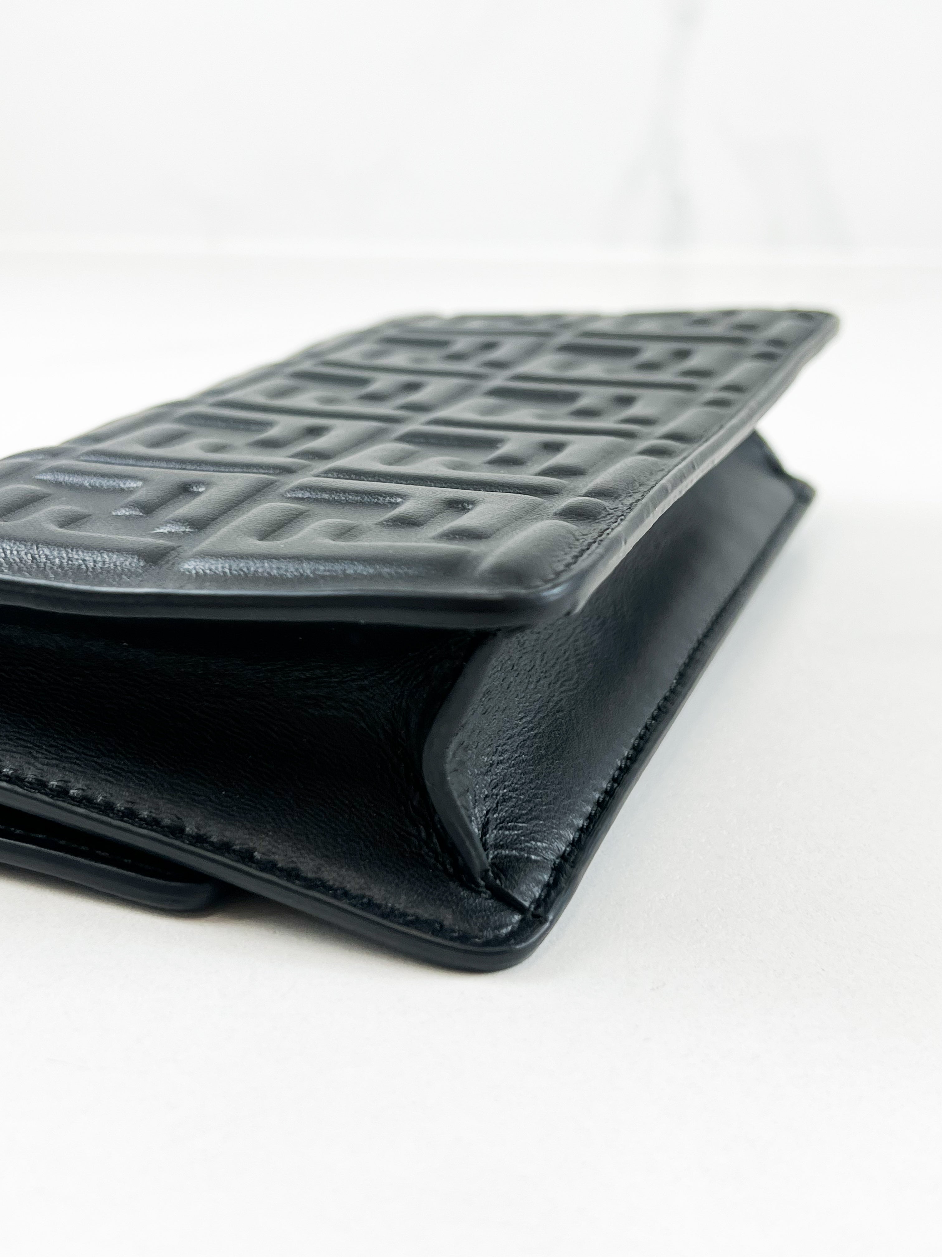 Fendi FF Wallet On Chain Baguette in Black Nappa Leather