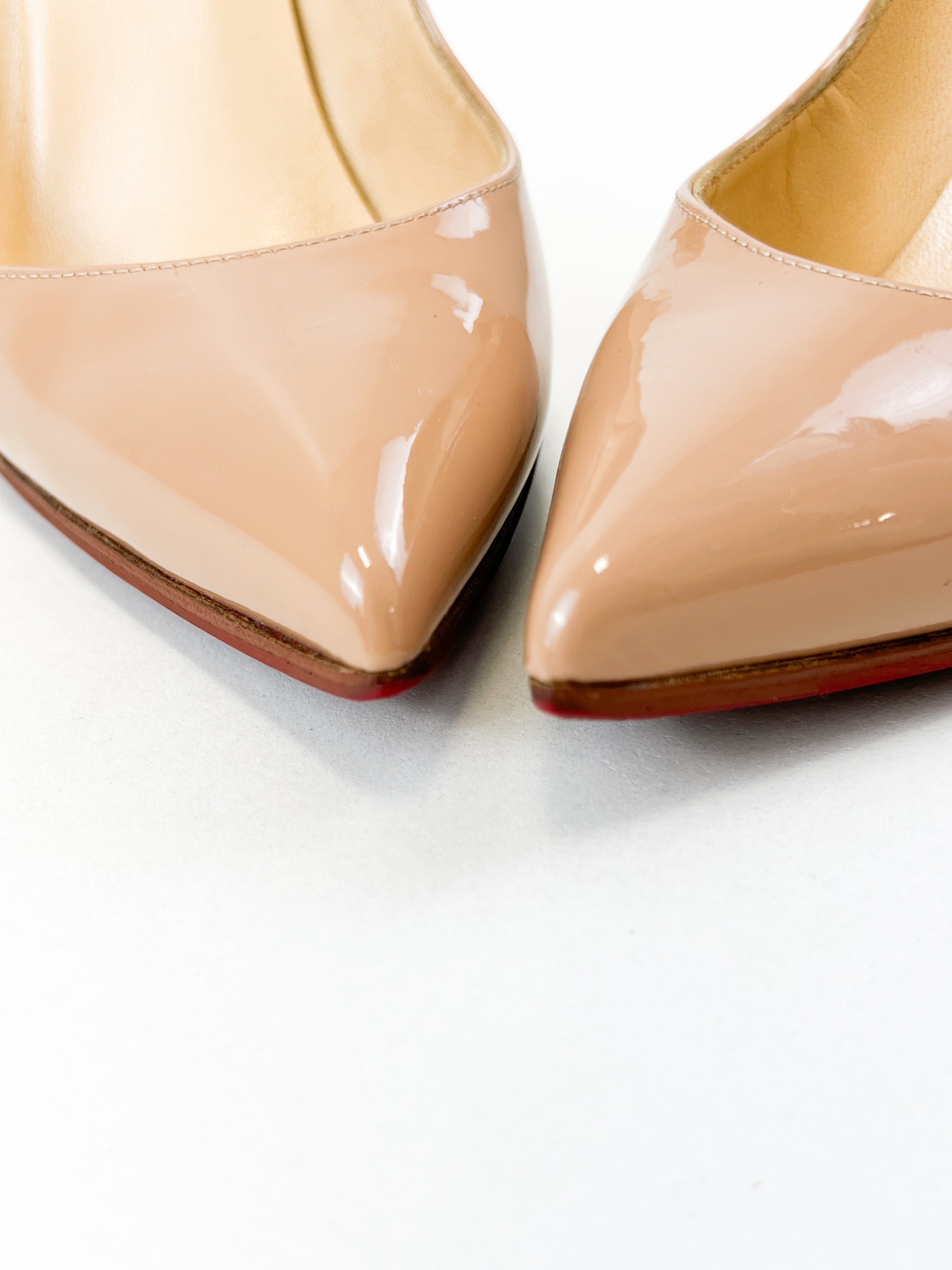 Christian Louboutin Beige Pigalle Follies 100 Patent Size 37