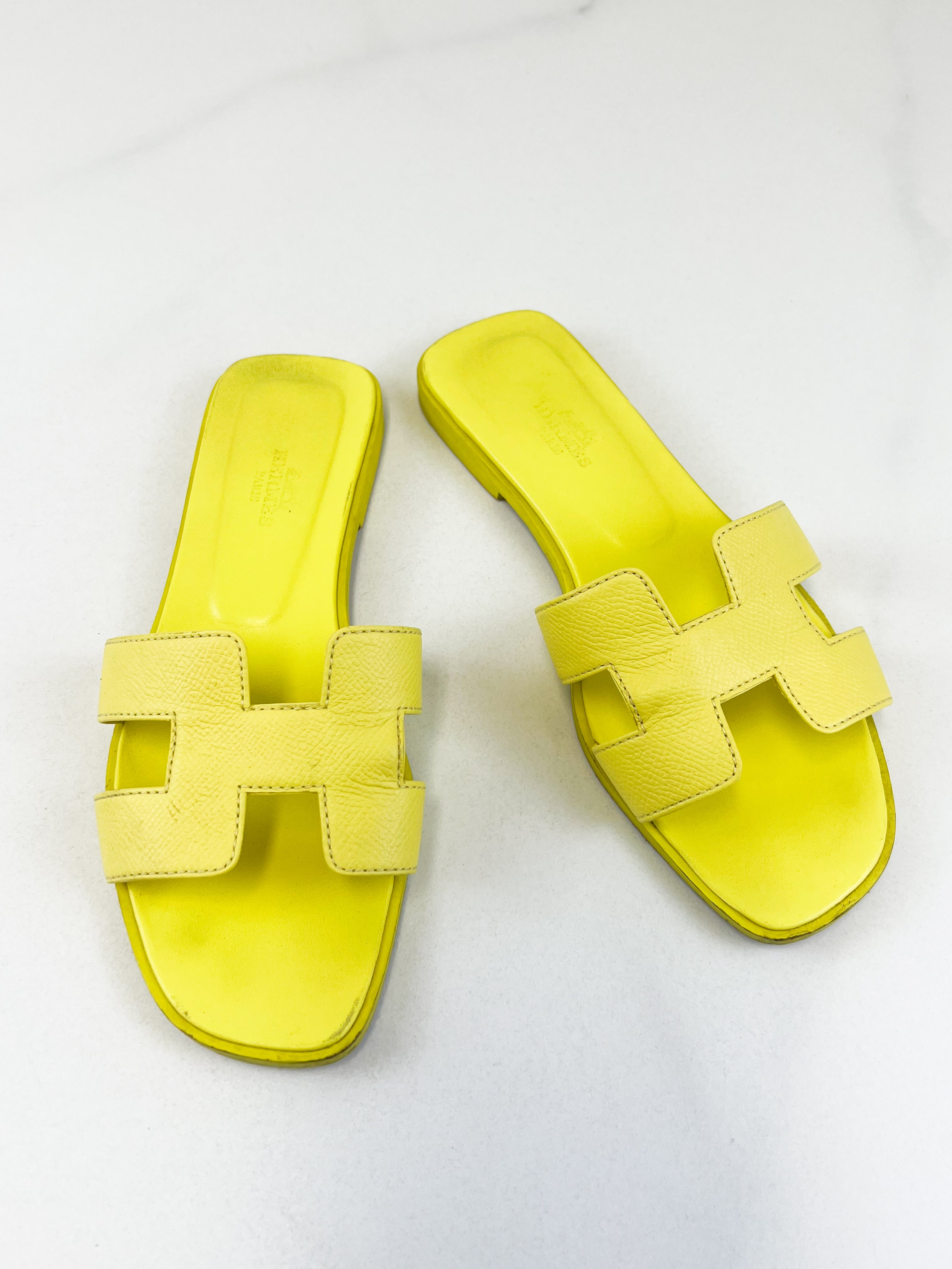 Hermes Oran Sandal in Yellow Size 36