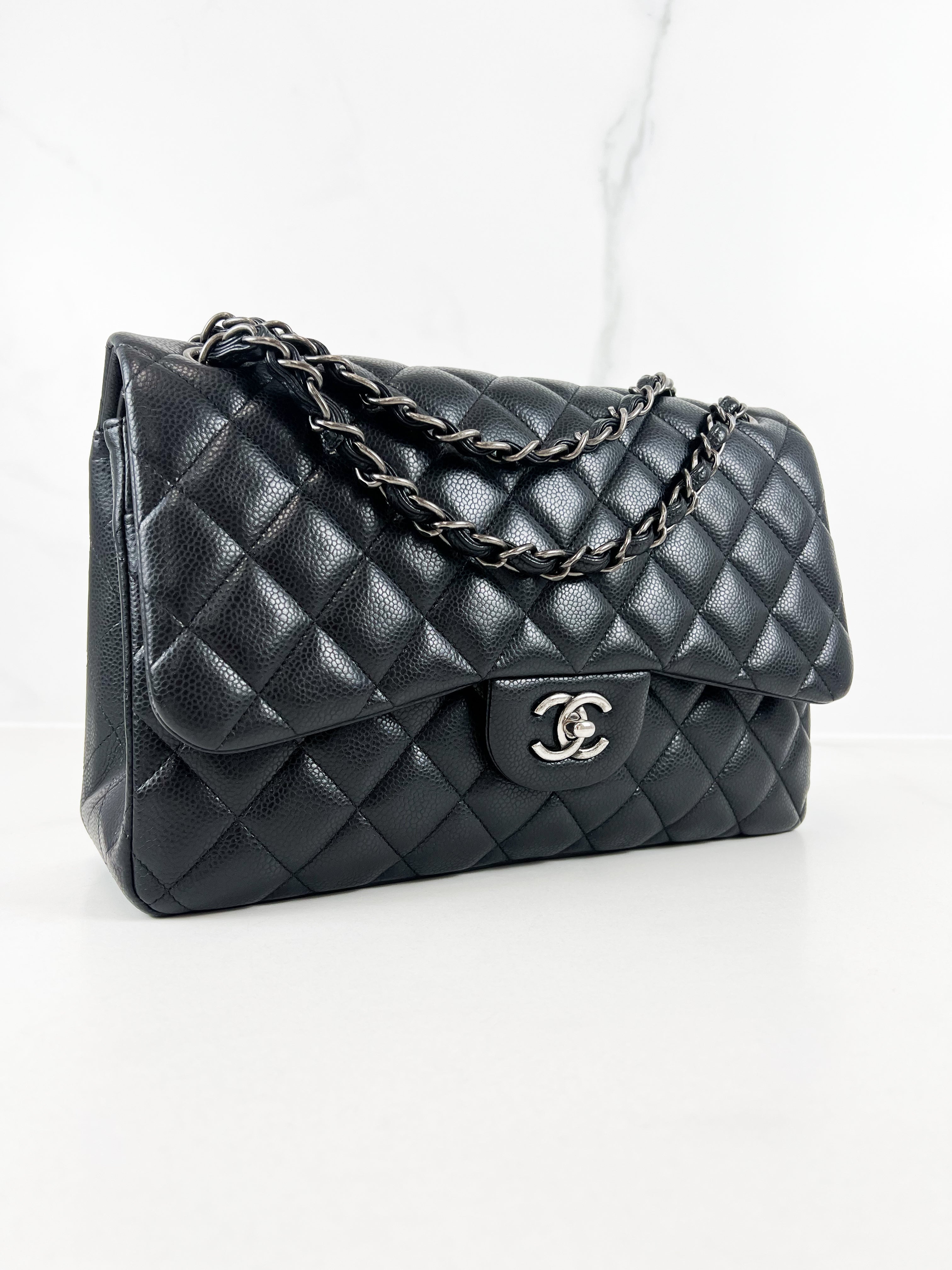 Chanel Jumbo Black Classic Double Flap Caviar Shoulder Bag