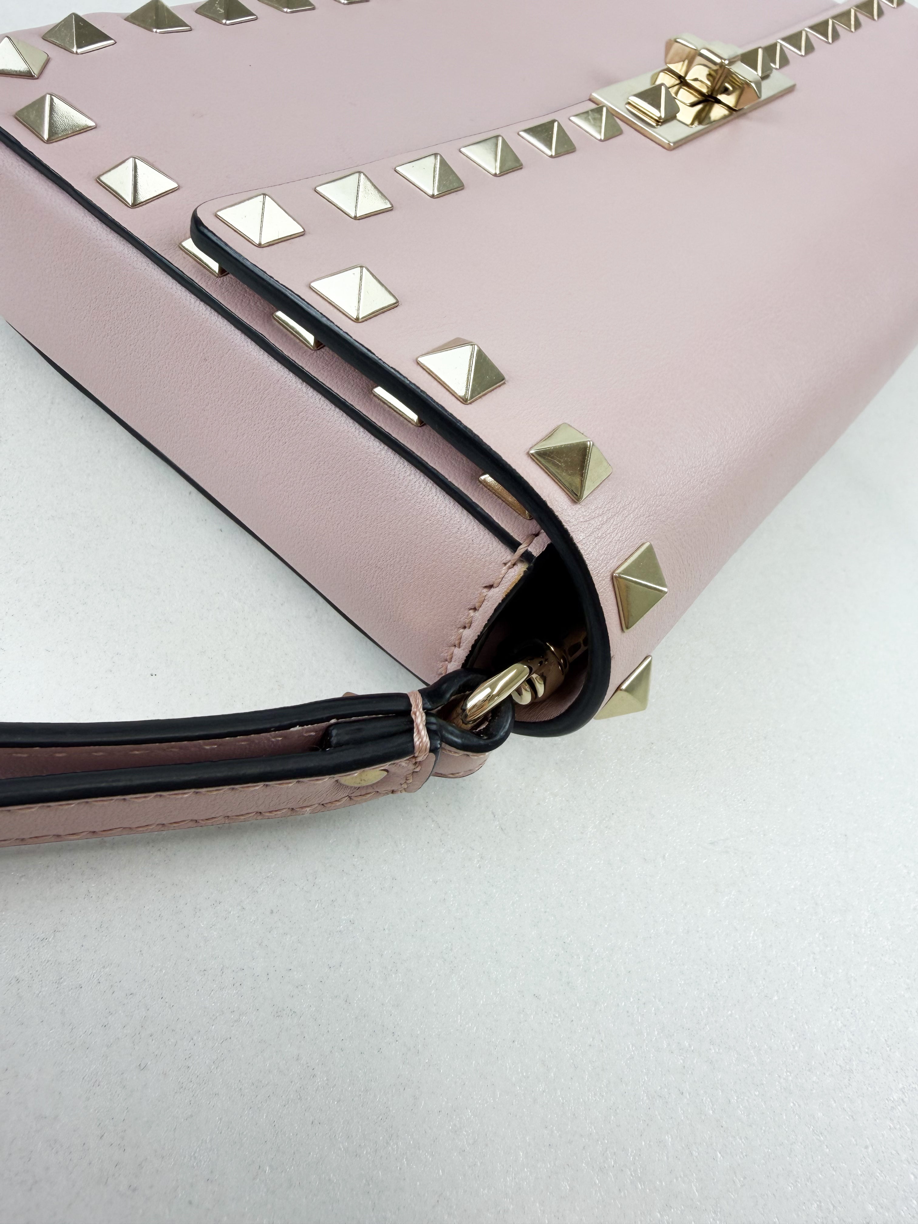 Valentino Garavani Blush Pink Rockstud Leather Clutch