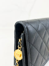 Chanel Black Caviar CC Classic Wallet On Chain GHW