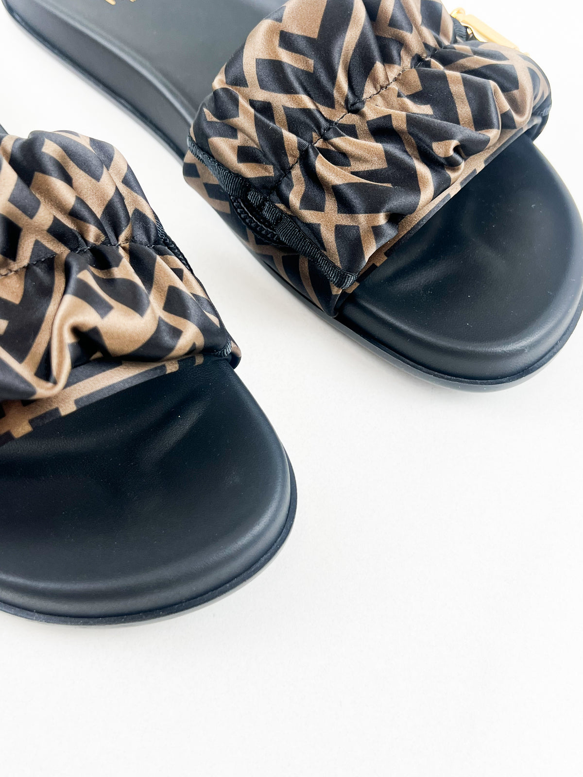 Fendi Vertigo Satin Slides Size 40