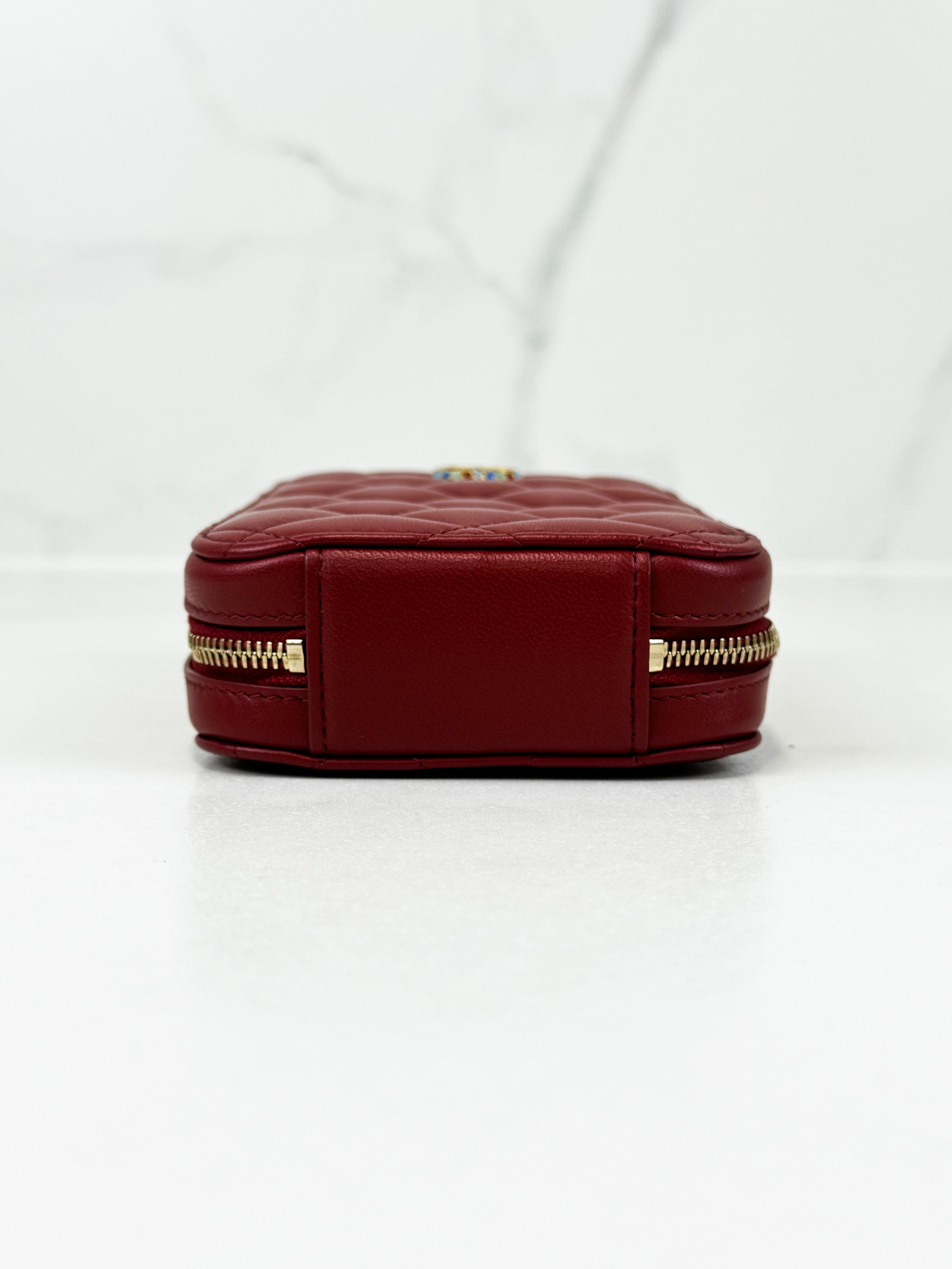 Chanel Lambskin Matelasse Chain Crossbody Phone Holder