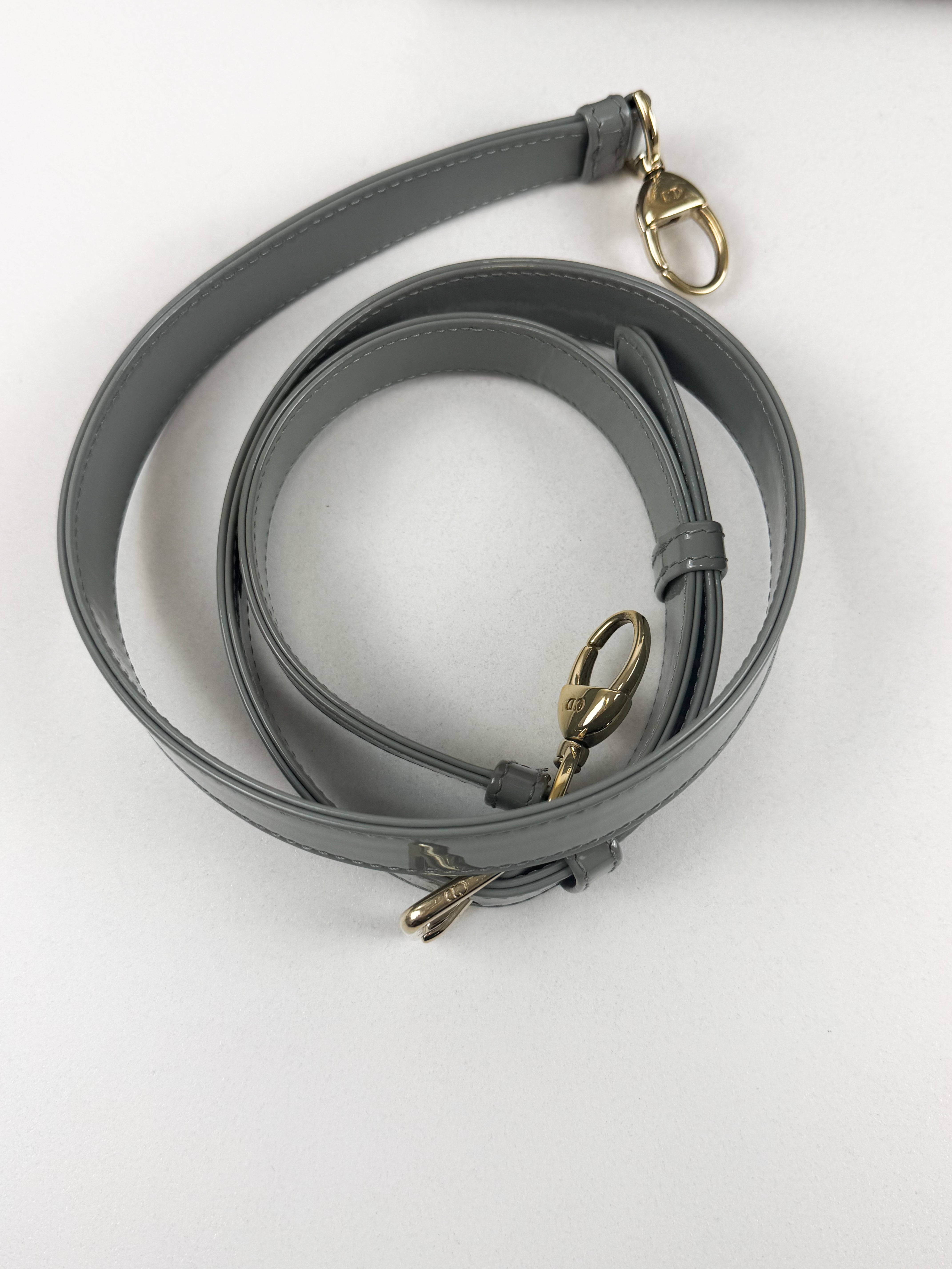 Christian Dior Medium Lady Dior In Grey Patent with GHW
