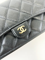 Chanel CC Caviar Black Classic Phone Holder WOC