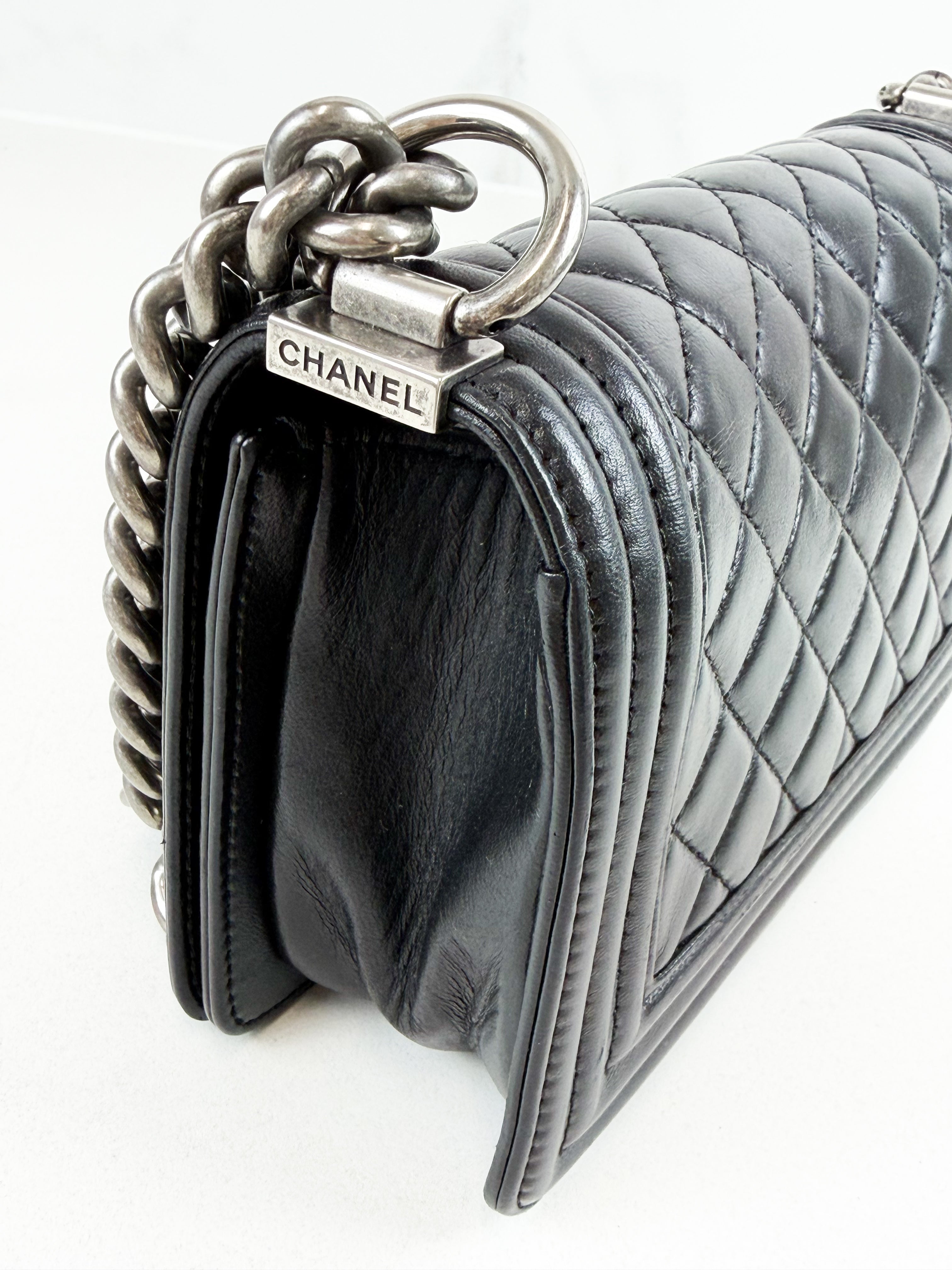 Chanel Small Lambskin Boy Bag with Ruthenium Hardware
