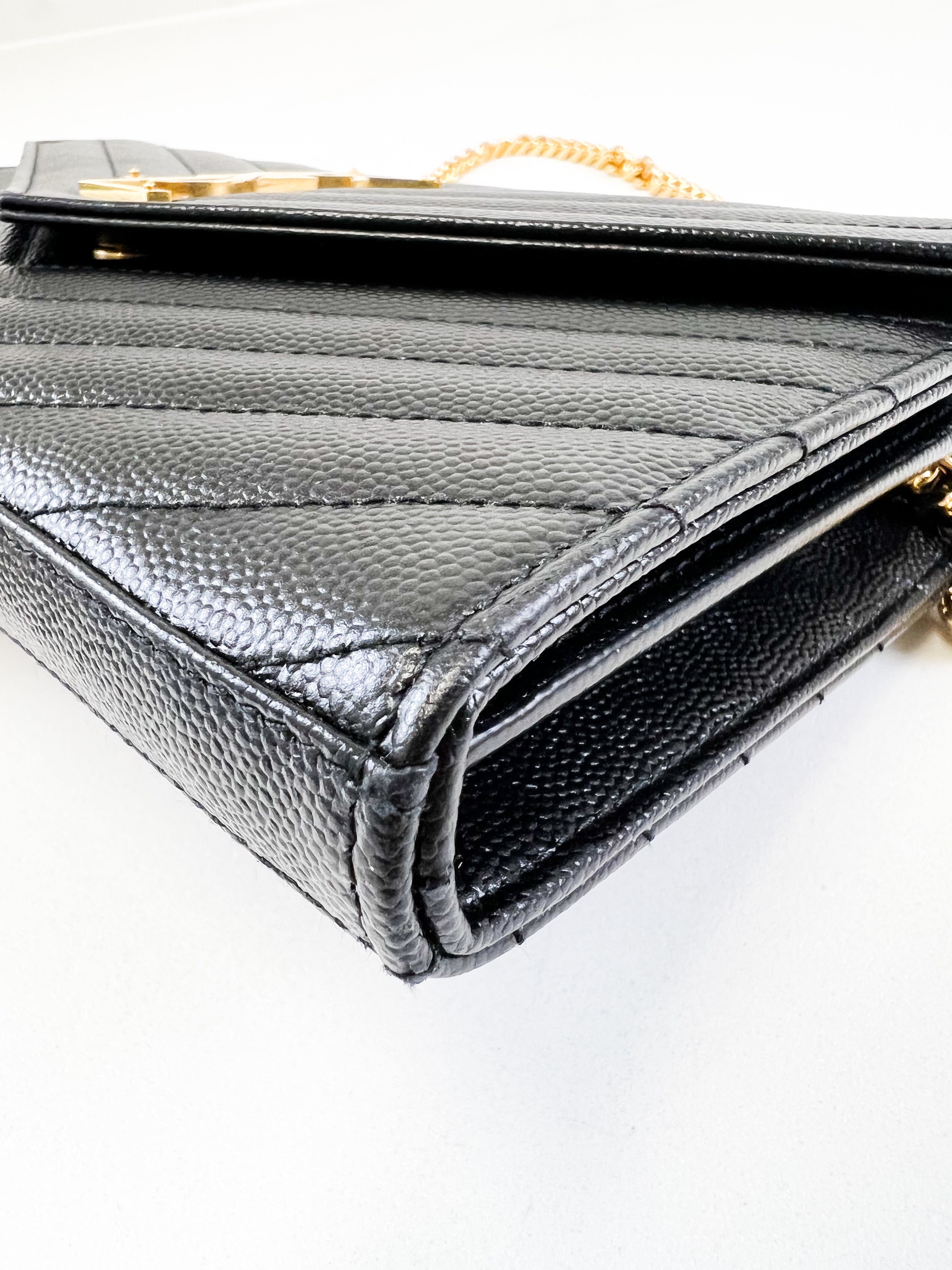 Saint Laurent Black Cassandre Chain WOC with GHW