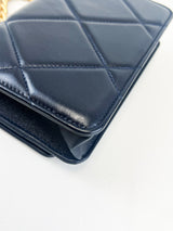 Chanel 19 Navy Wallet on Chain WOC in Lambskin Leather