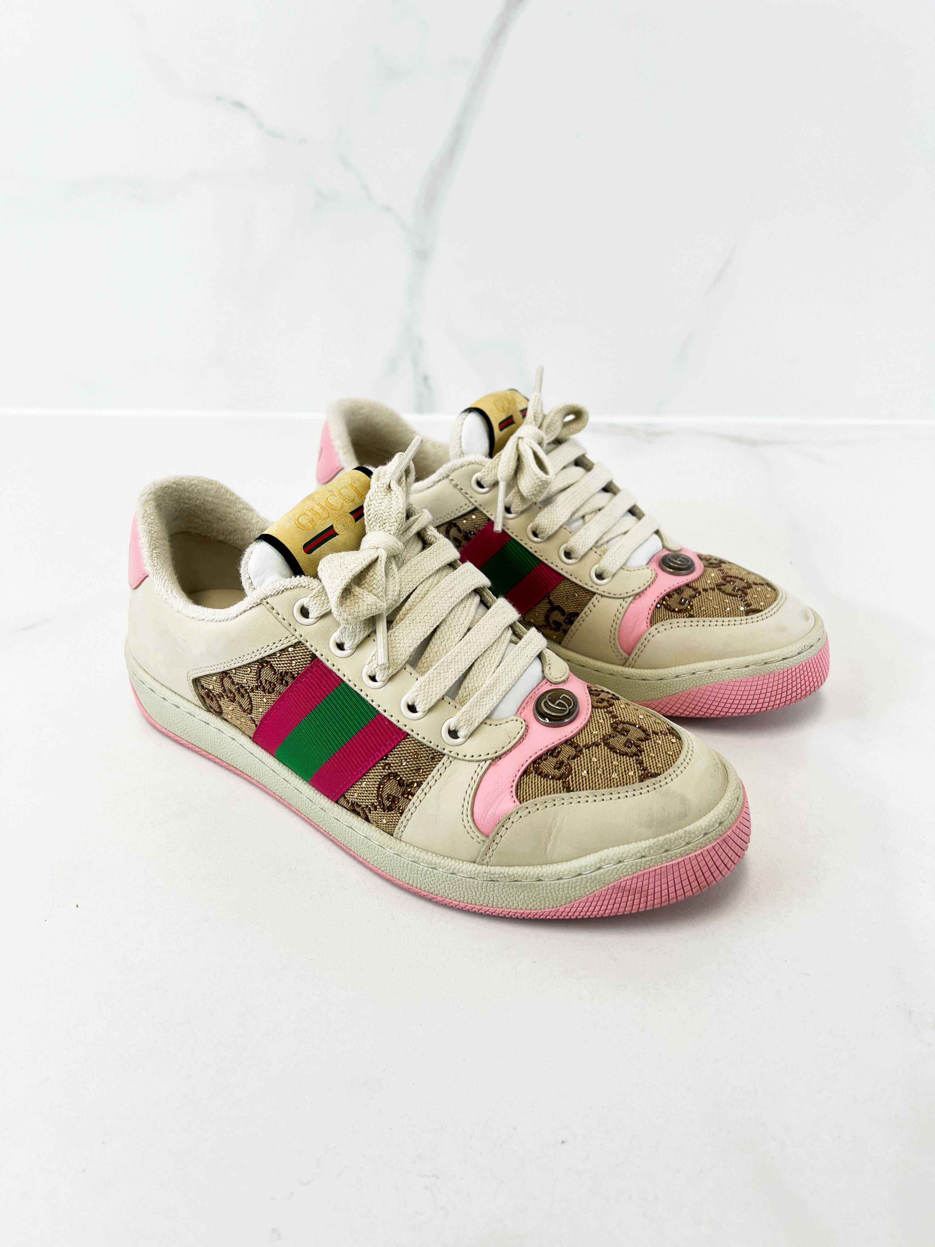 Gucci Screener Sneaker with Crystals Size 37