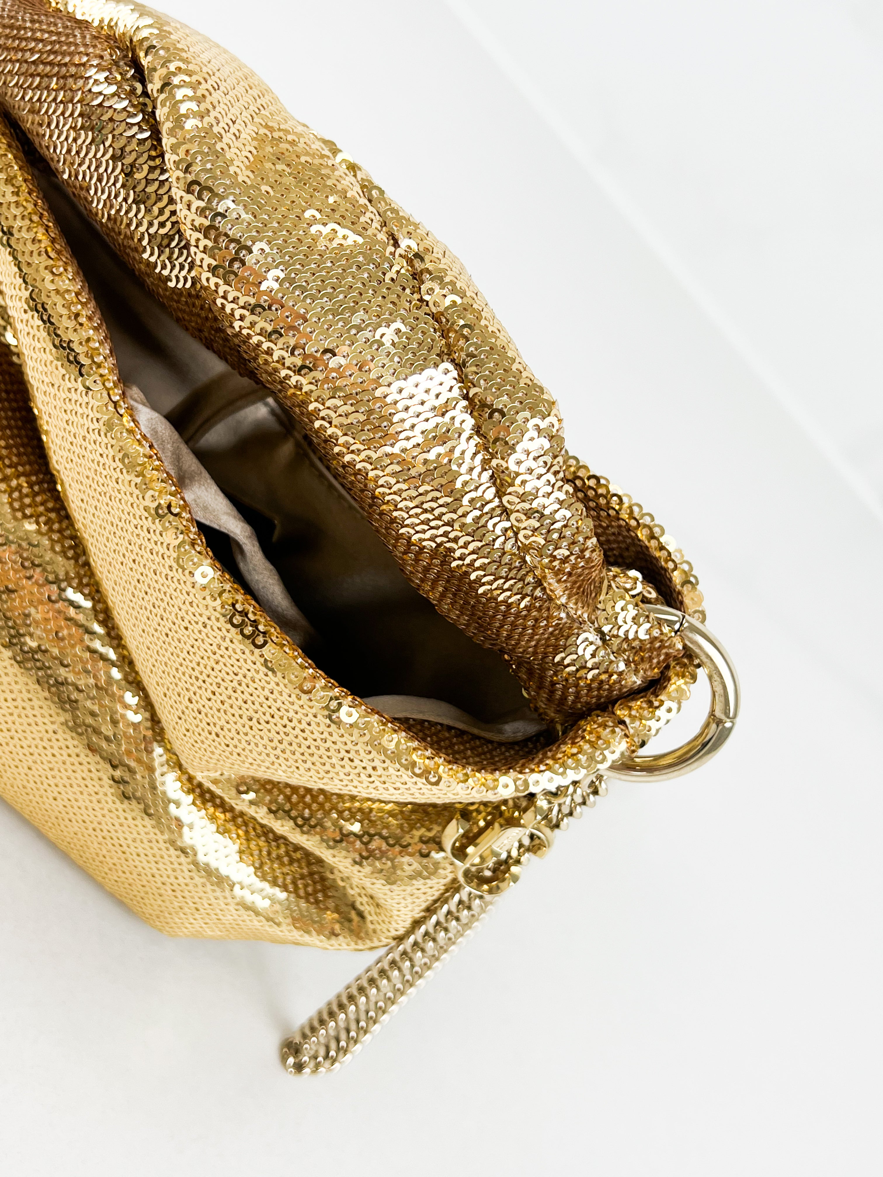 Jimmy Choo Bonny Sequin Crossbody Bag in Gold