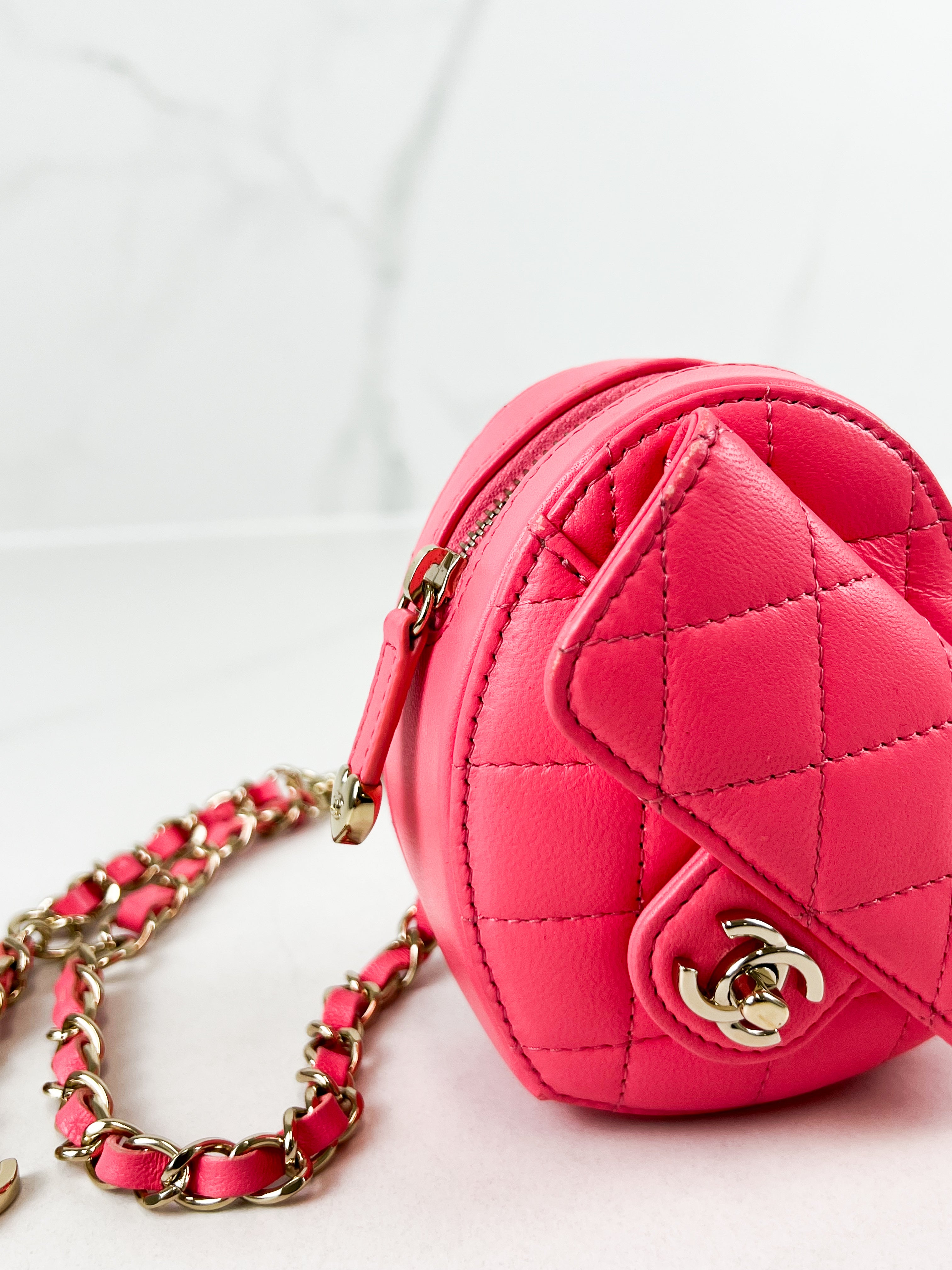 Chanel Pink Mini Lambskin Heart with LGHW