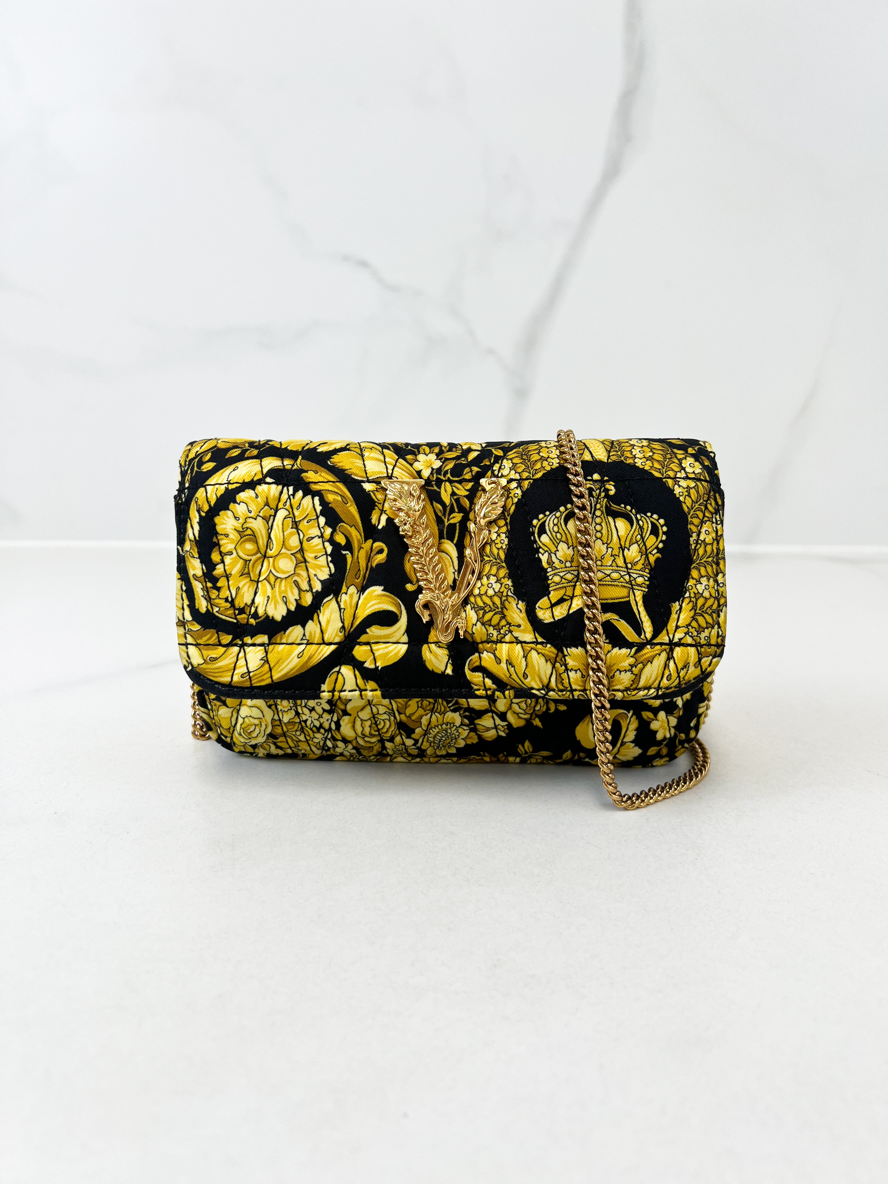 Versace Virtus Print Mini Crossbody with GHW