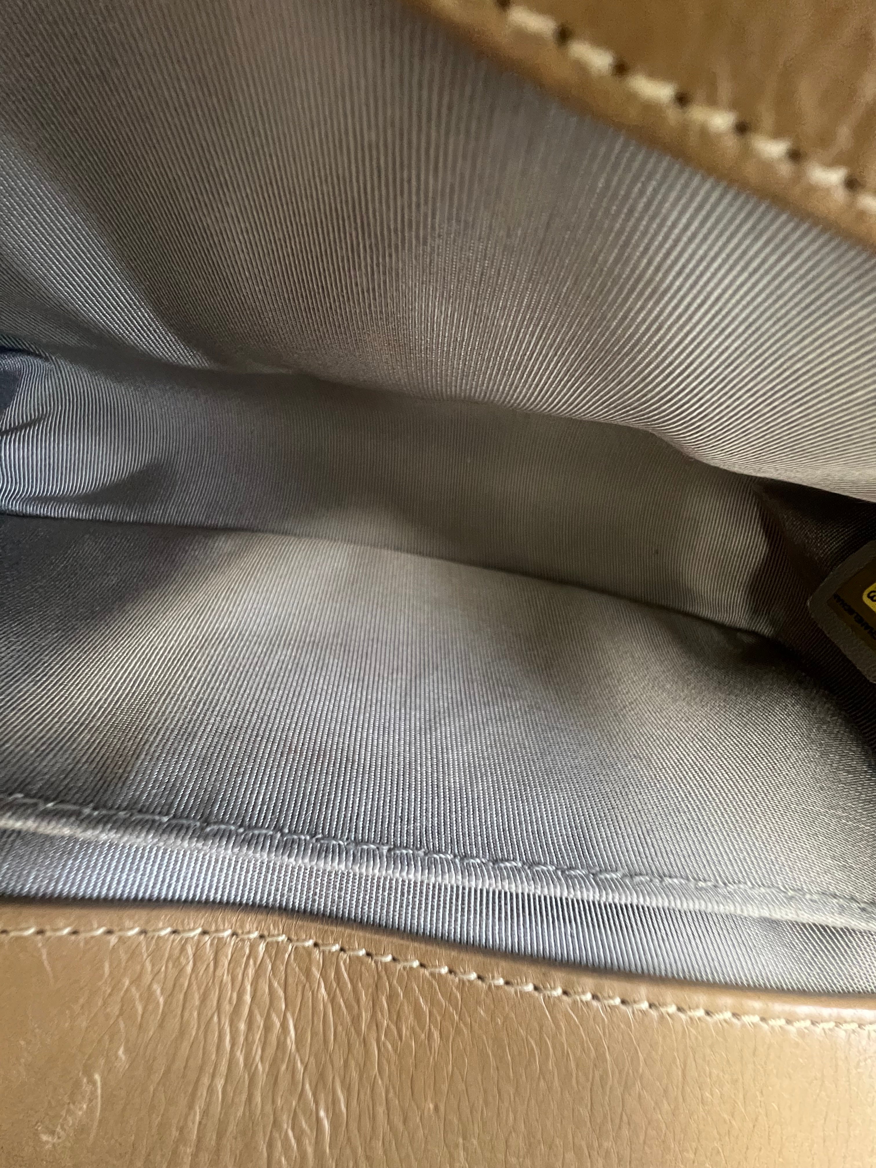 Chanel Small Beige Boy Bag Calfskin Ruthenium & Gold HW