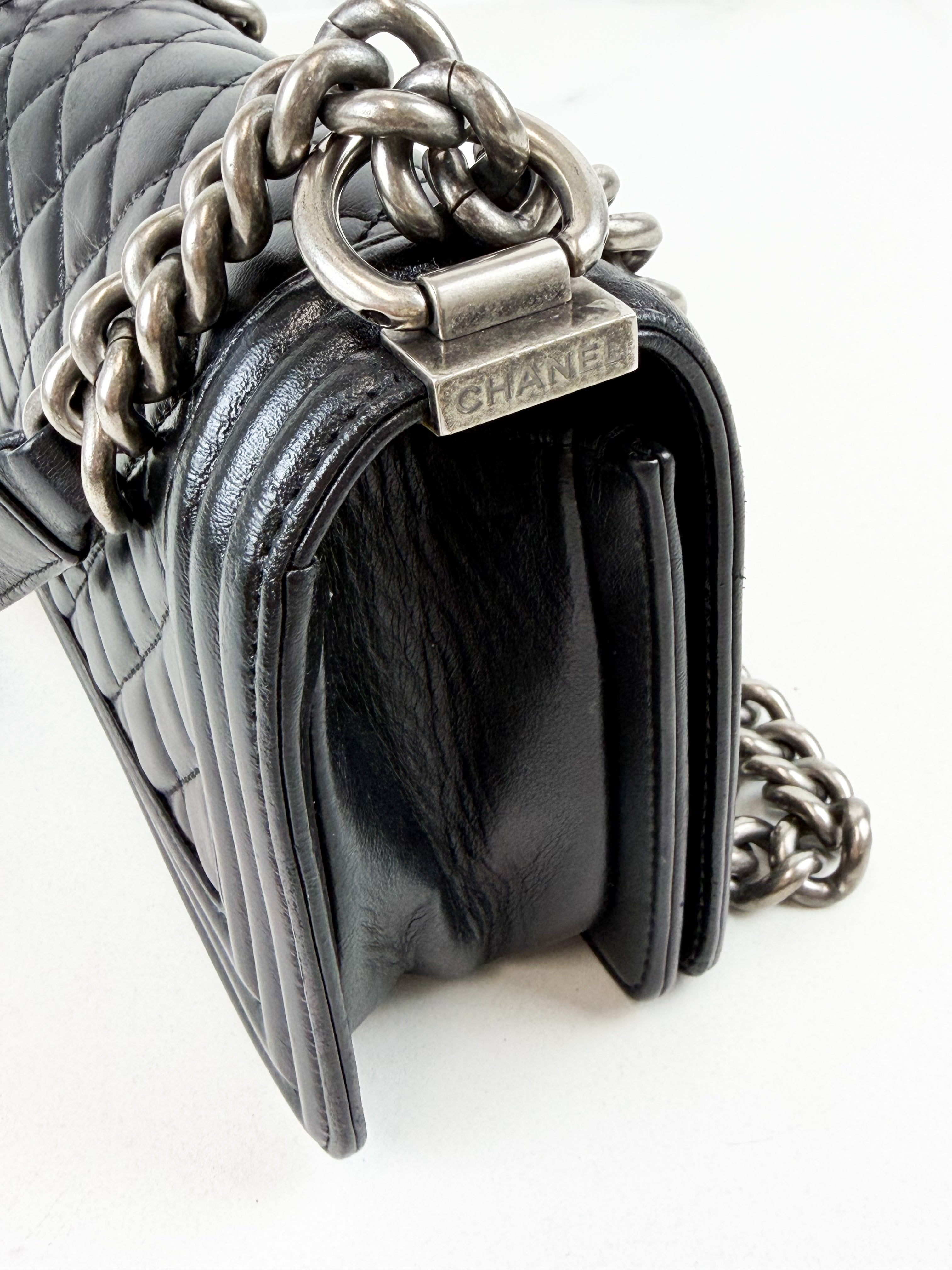 Chanel Small Lambskin Boy Bag with Ruthenium Hardware