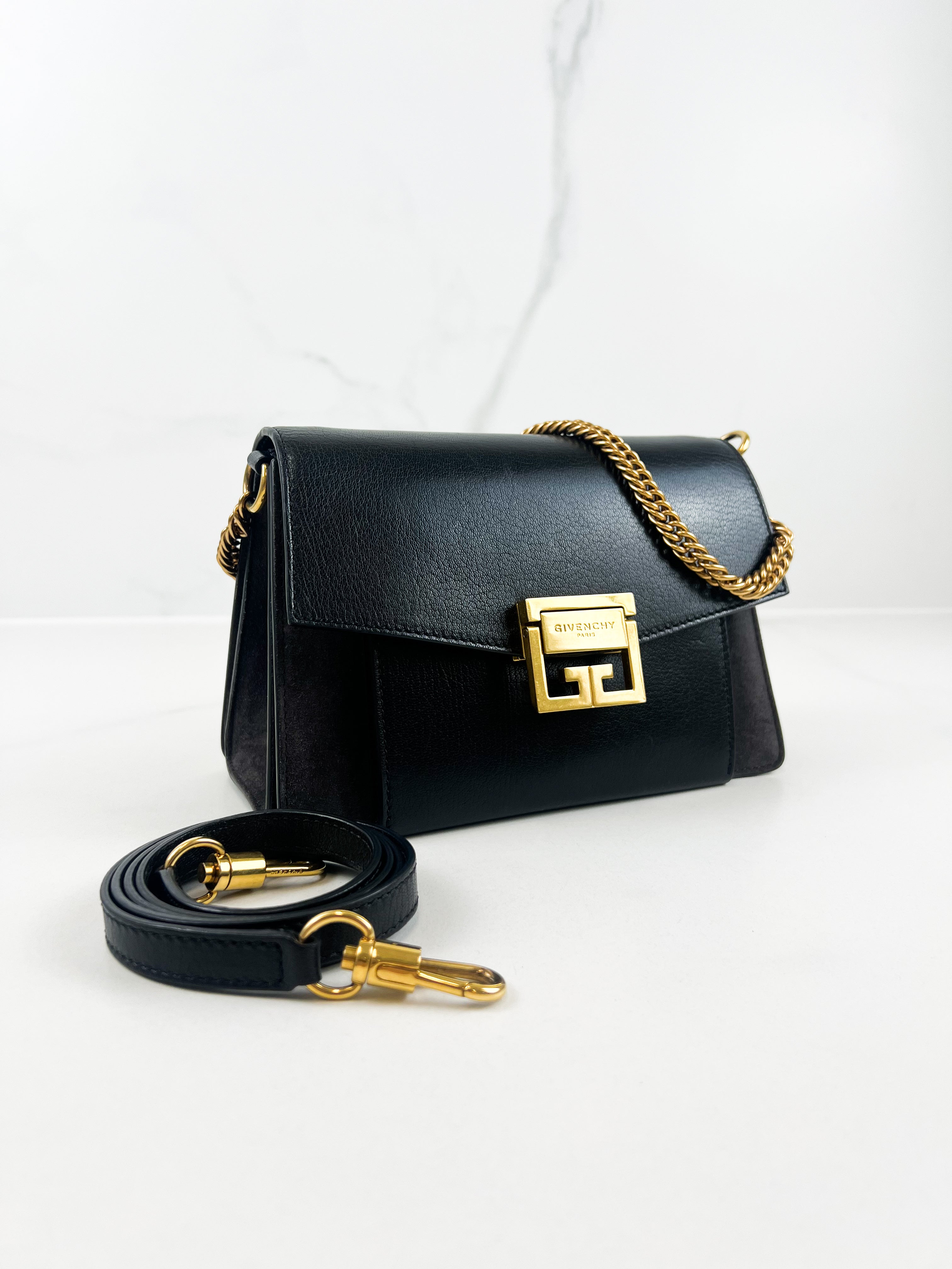 Givenchy Leather/Suede Small Shoulder Bag in Black
