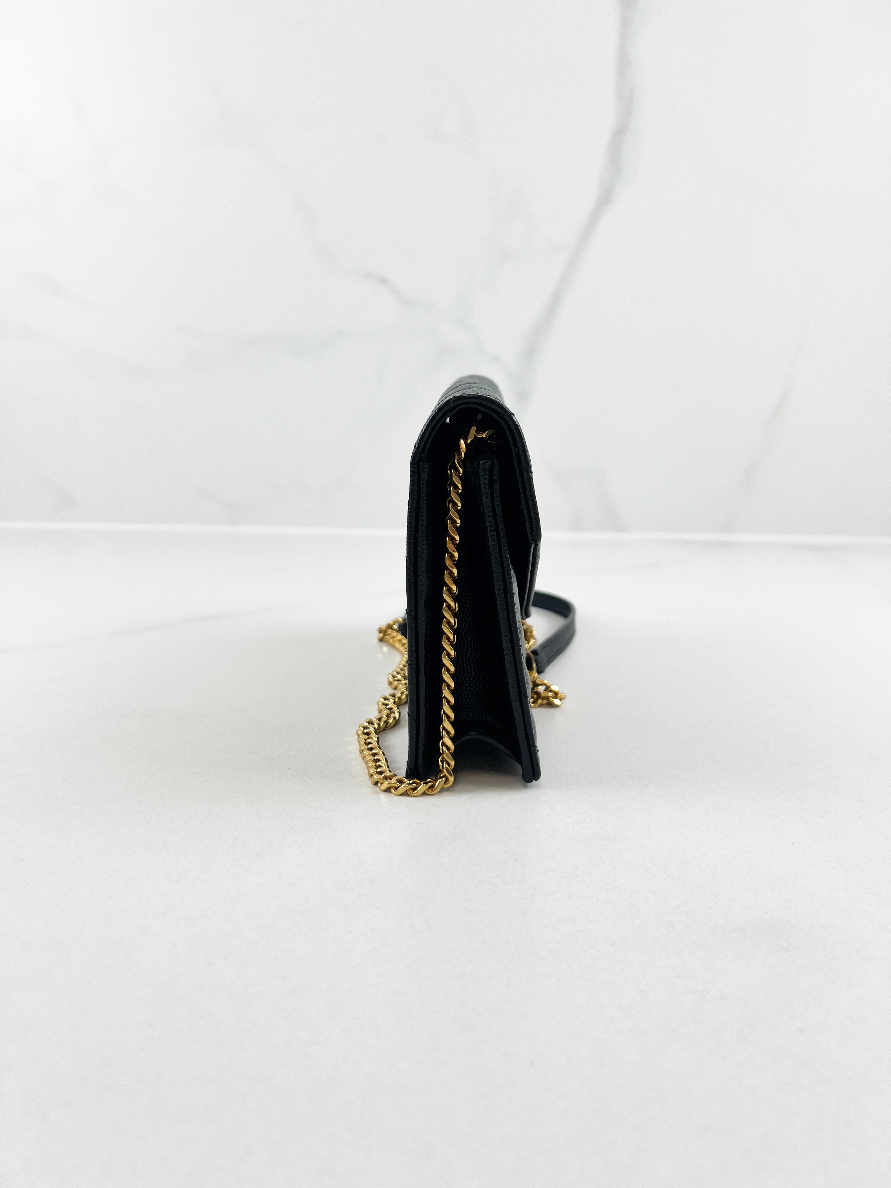 Saint Laurent Black Cassandre Envelope WOC with GHW