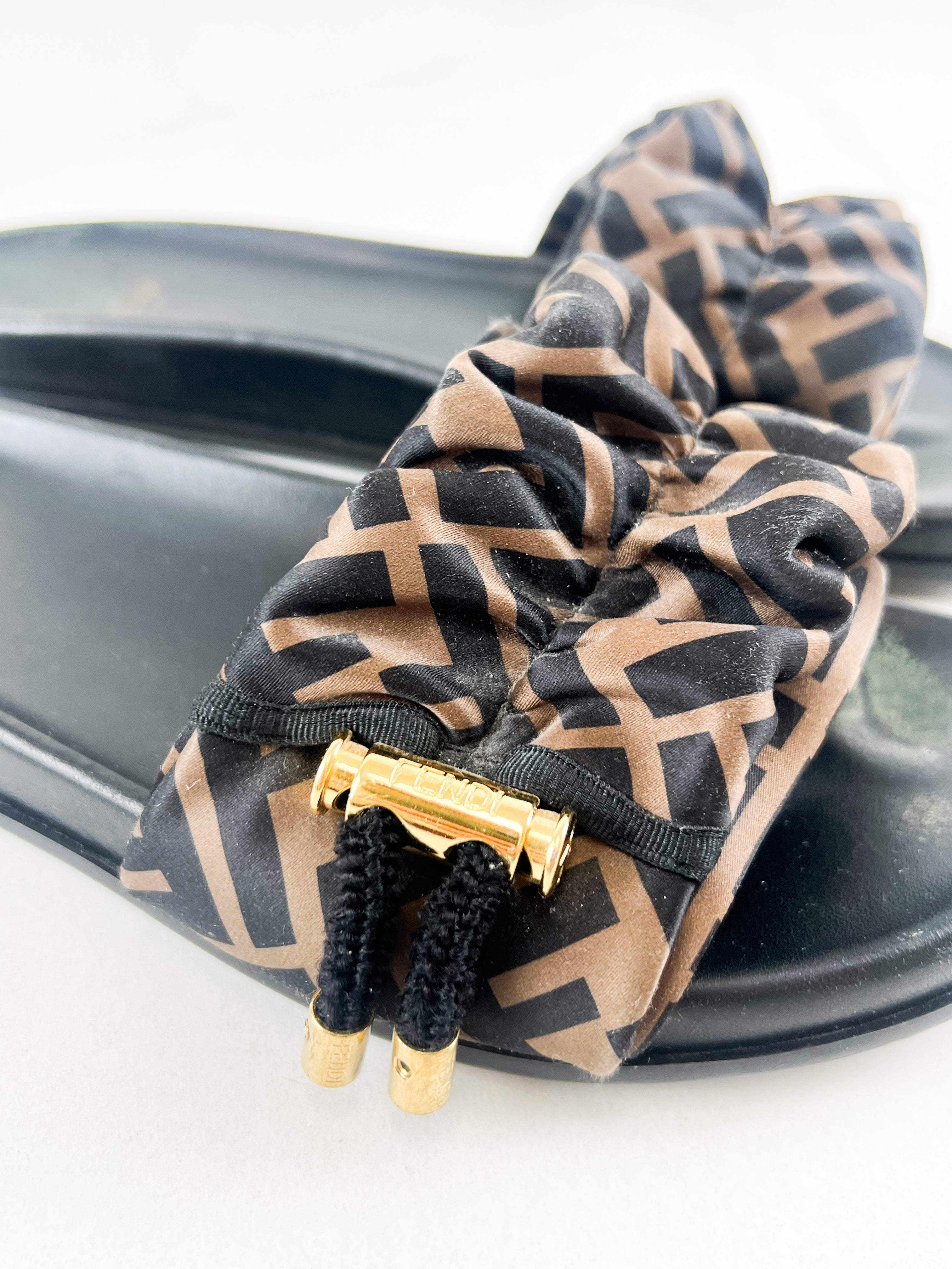Fendi FF Satin Slides Size 39