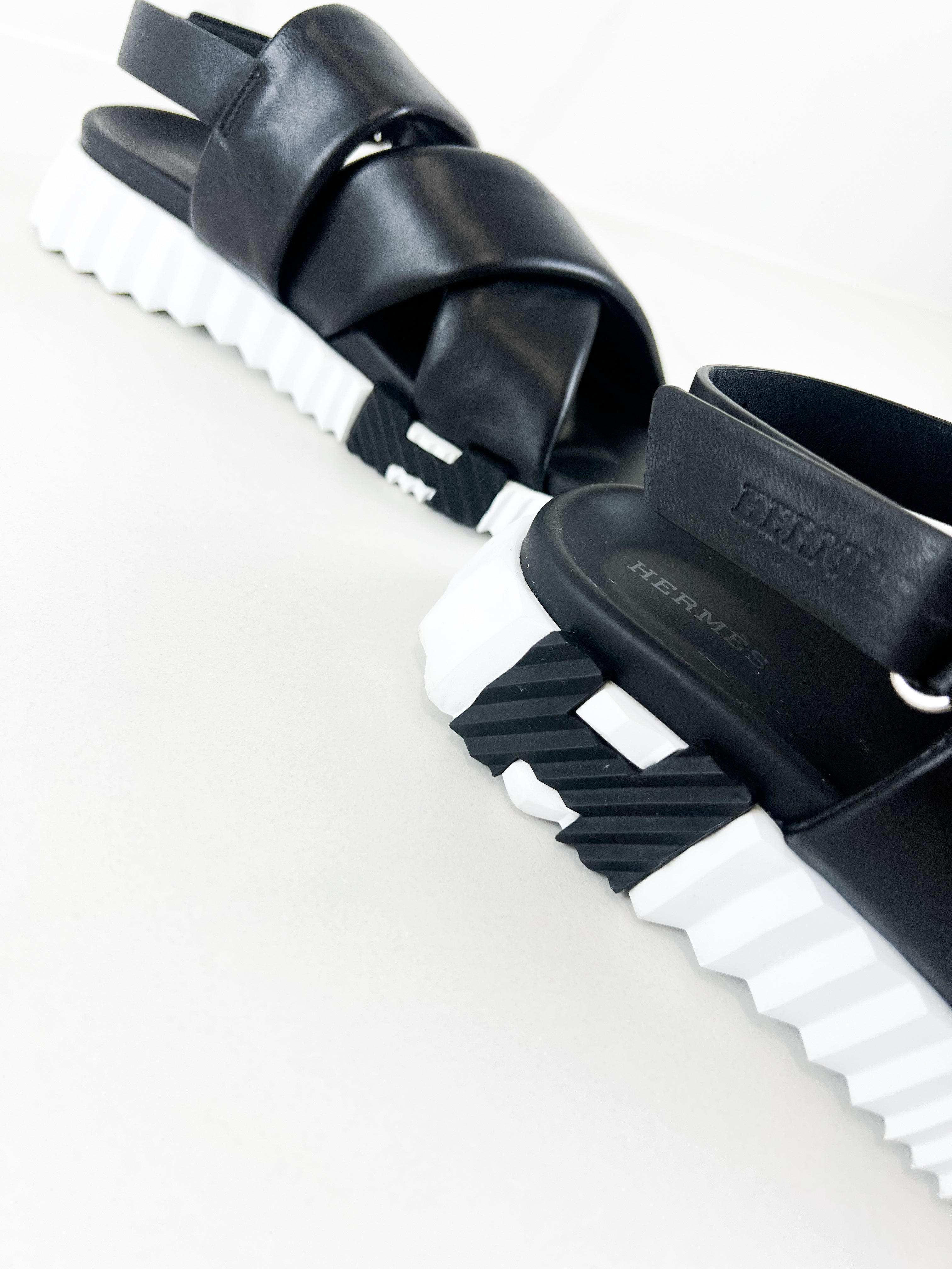 Hermes Electric Sandals in Black Size 38.5