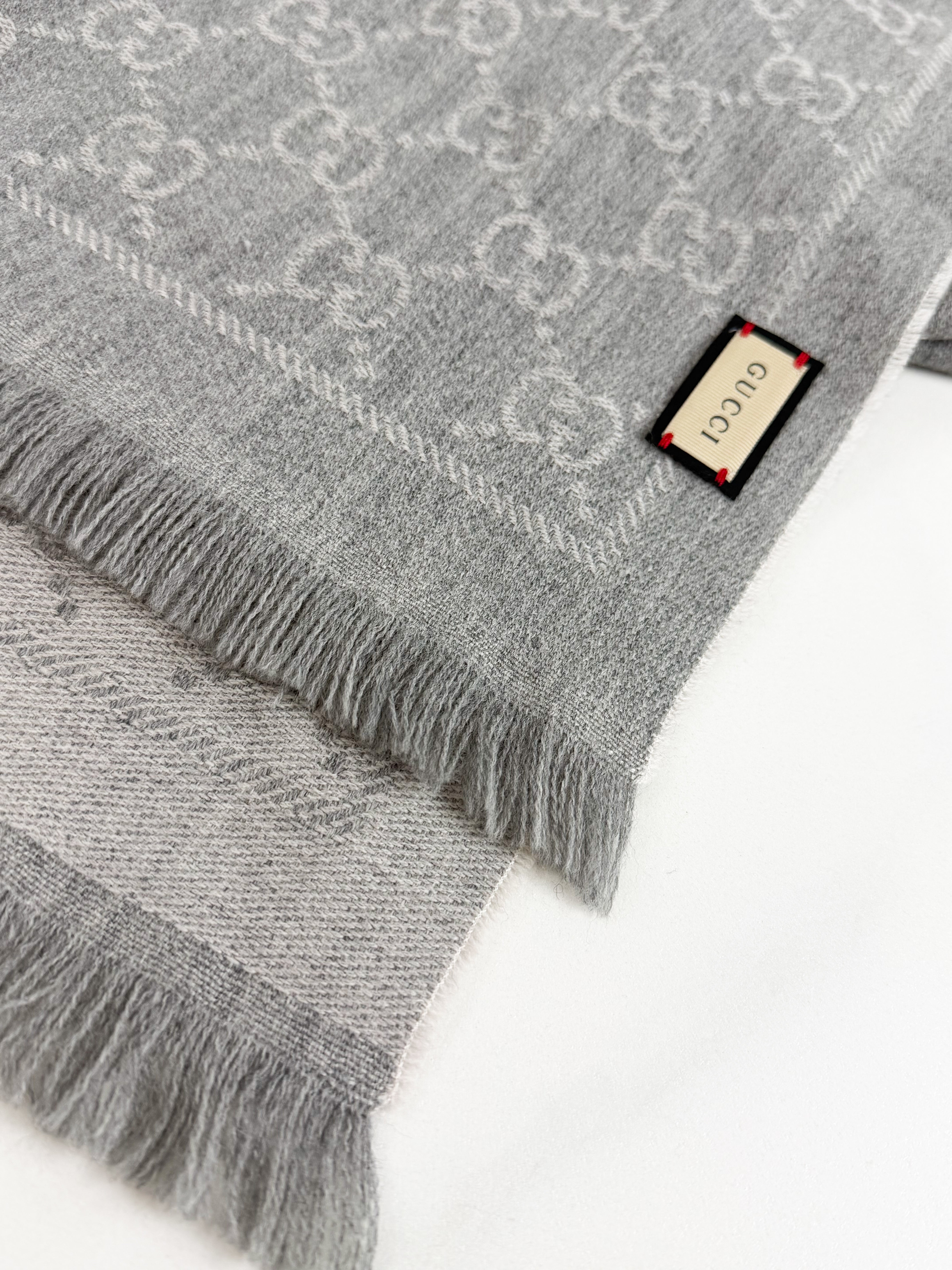 Gucci Jacquard Pattern Wool Scarf