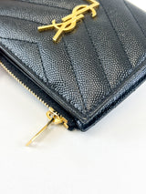 Saint Laurent Cassandre Matelasse Bi-fold Wallet in Grain De Poudre Embossed Leather