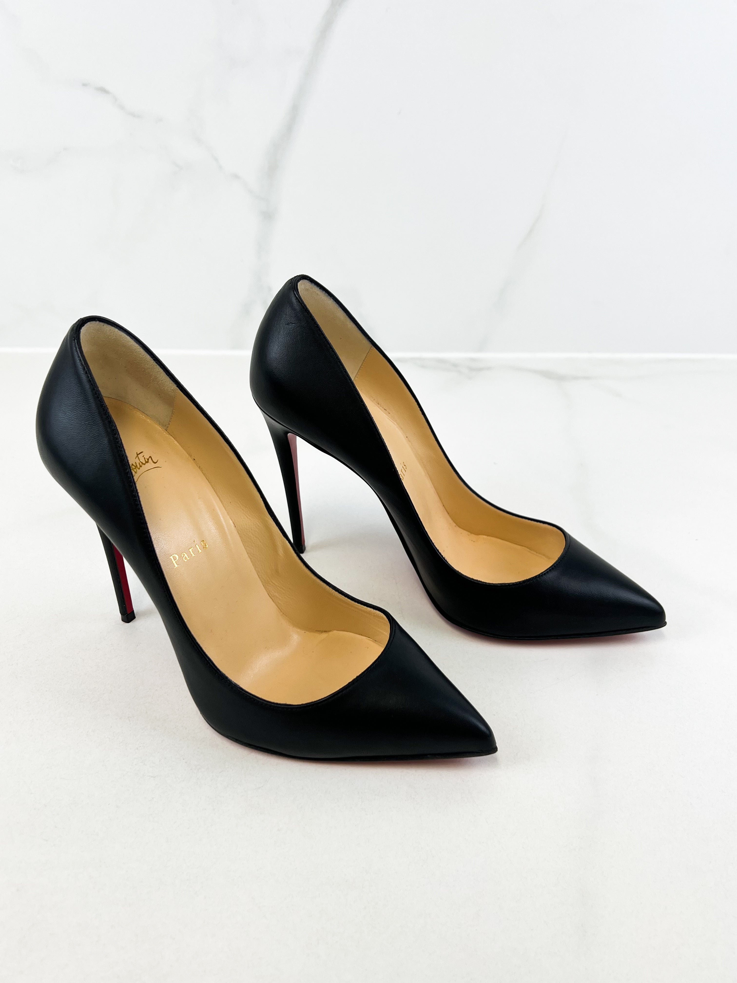 Christian Louboutin Black Leather Pigalle Follies 100 Patent Size 39