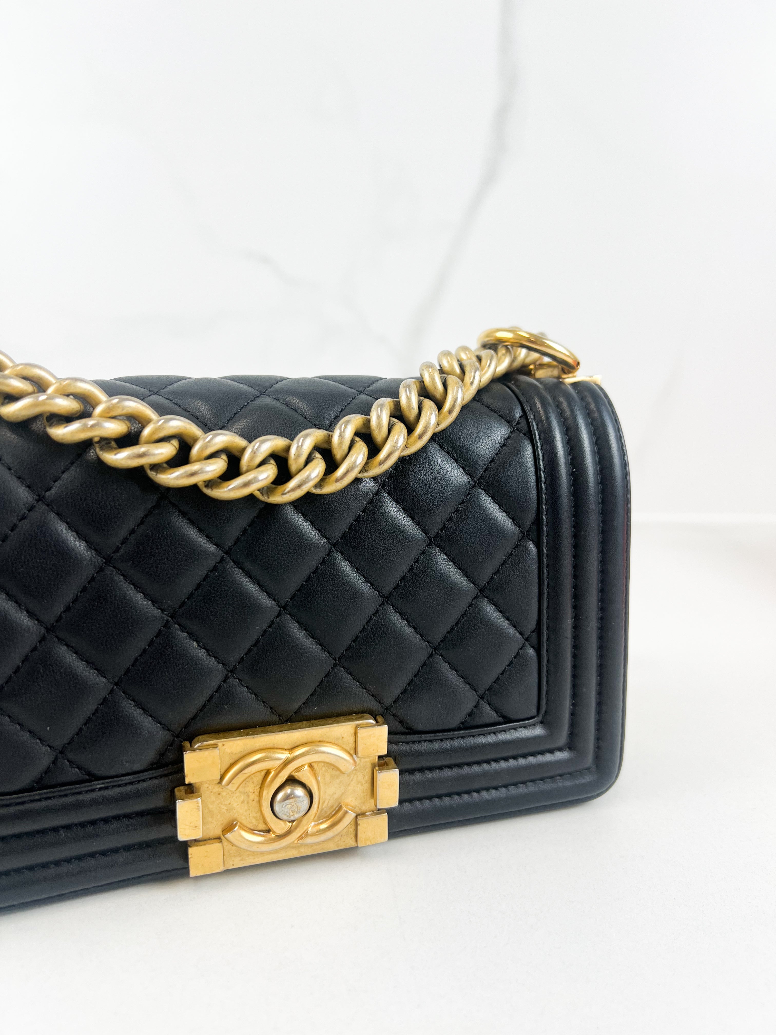 Chanel Lambskin Small Boy Bag with Gold Hardware