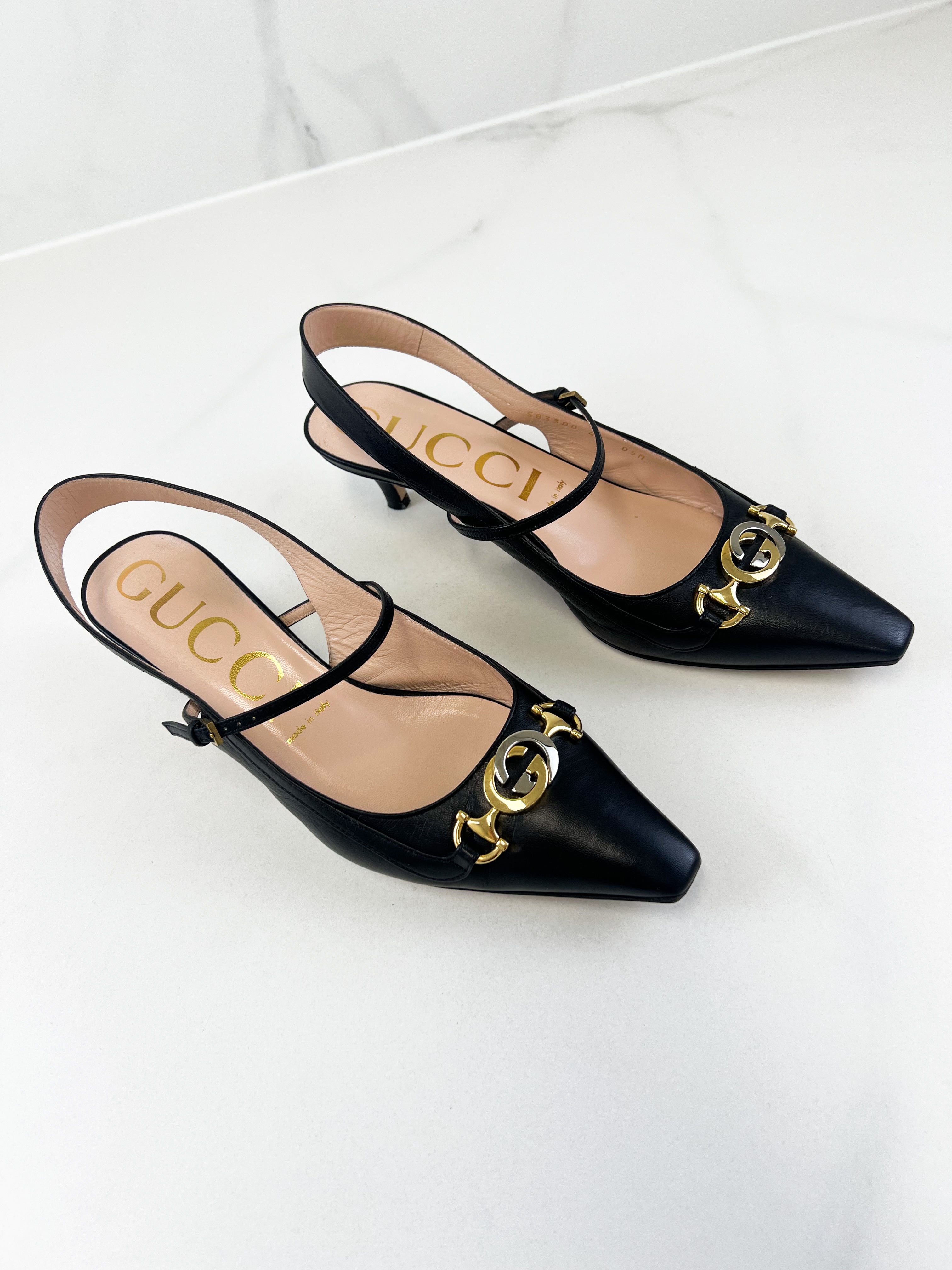 Gucci Zumi Interlocking GG Slingback Pump Size 40