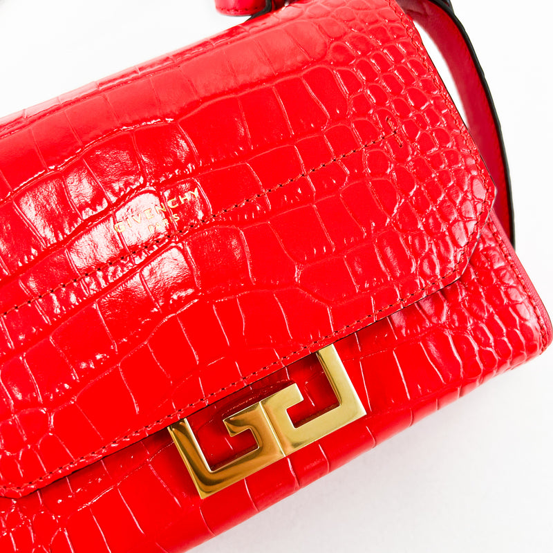 Givenchy Eden Mini Croc Red Top Handle Bag