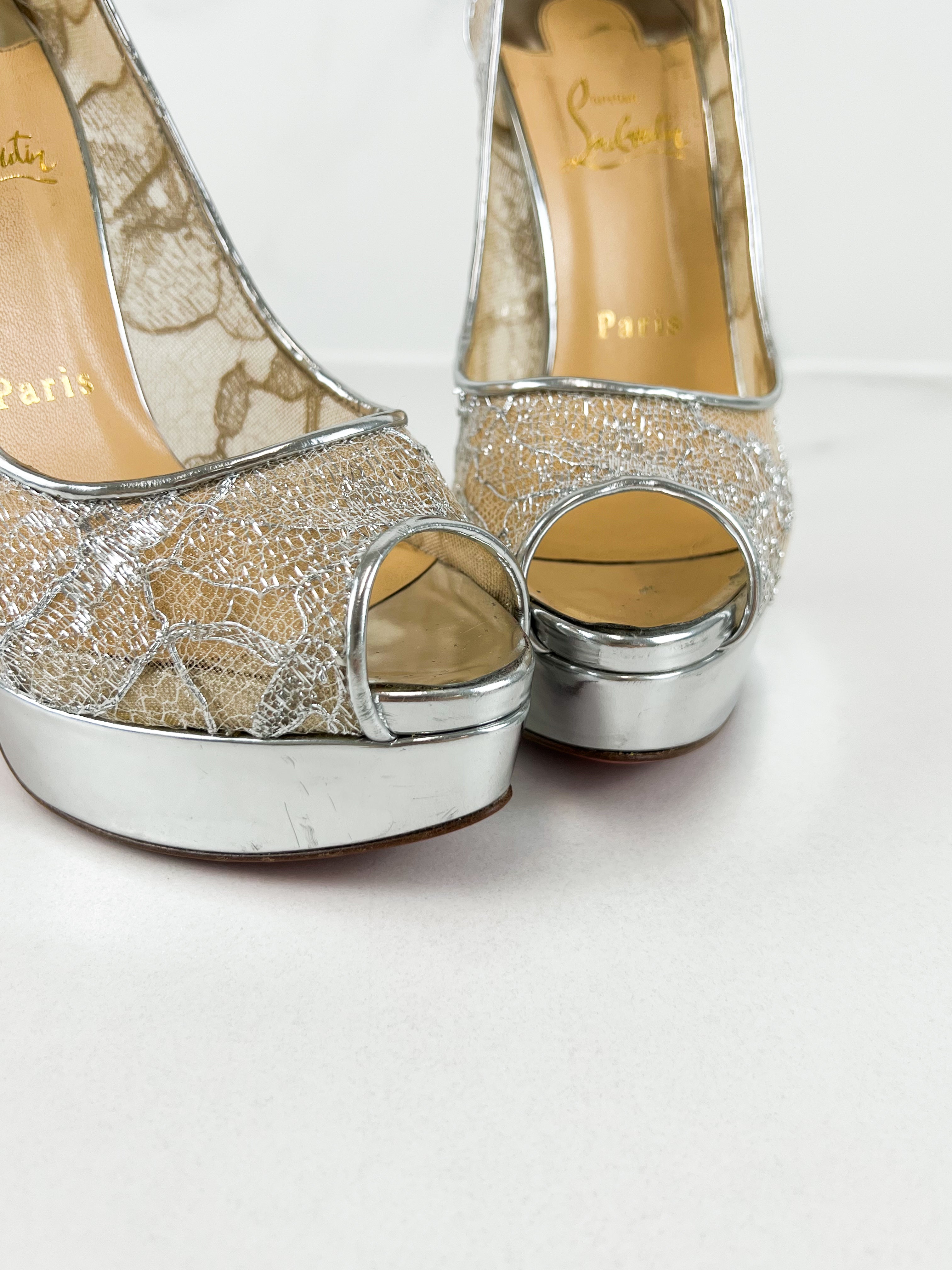 Christian Louboutin Fetish Peep Lace 150 Lure Size 37.5