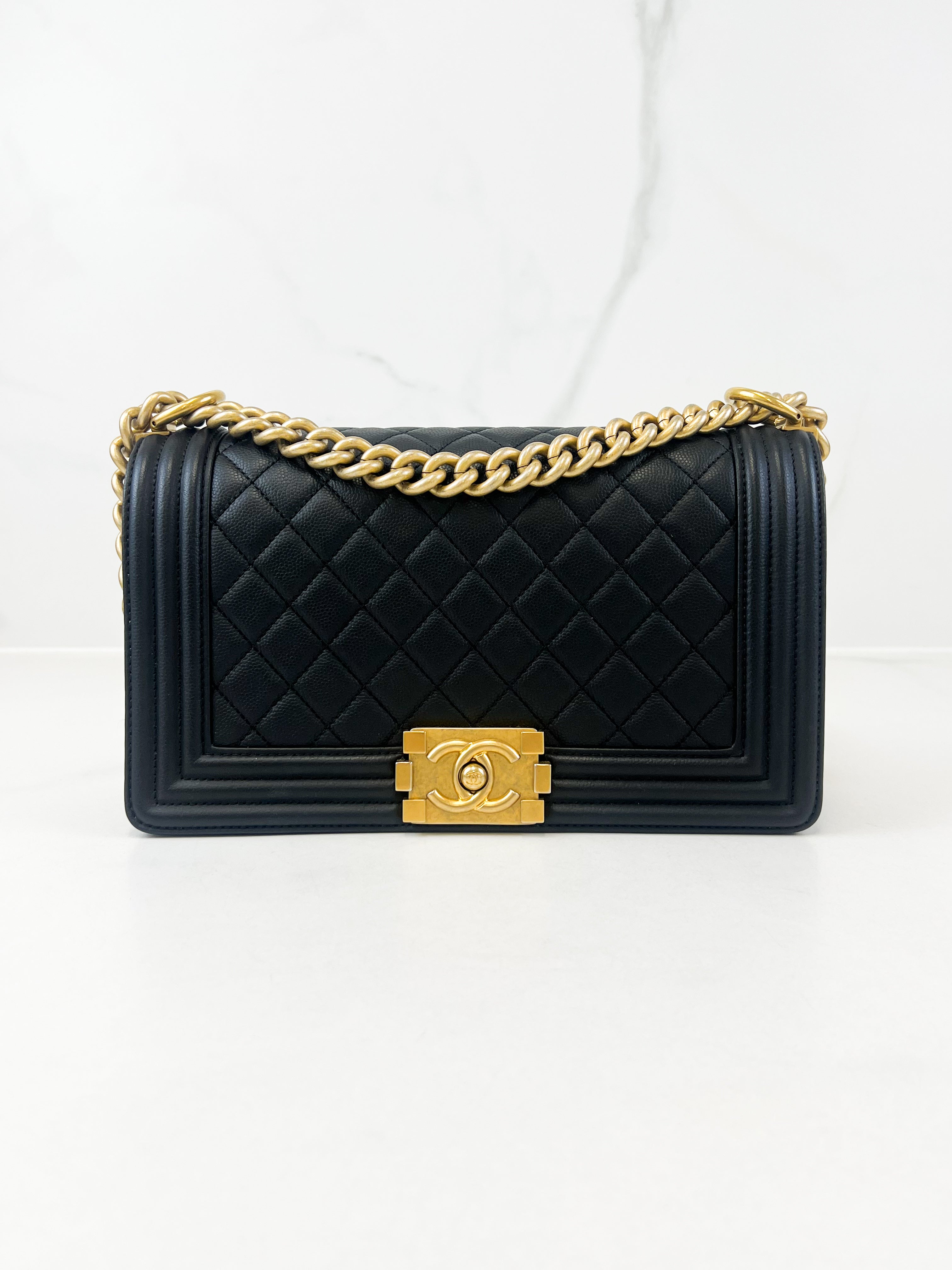Chanel Black Old Medium Caviar Boy Bag GHW