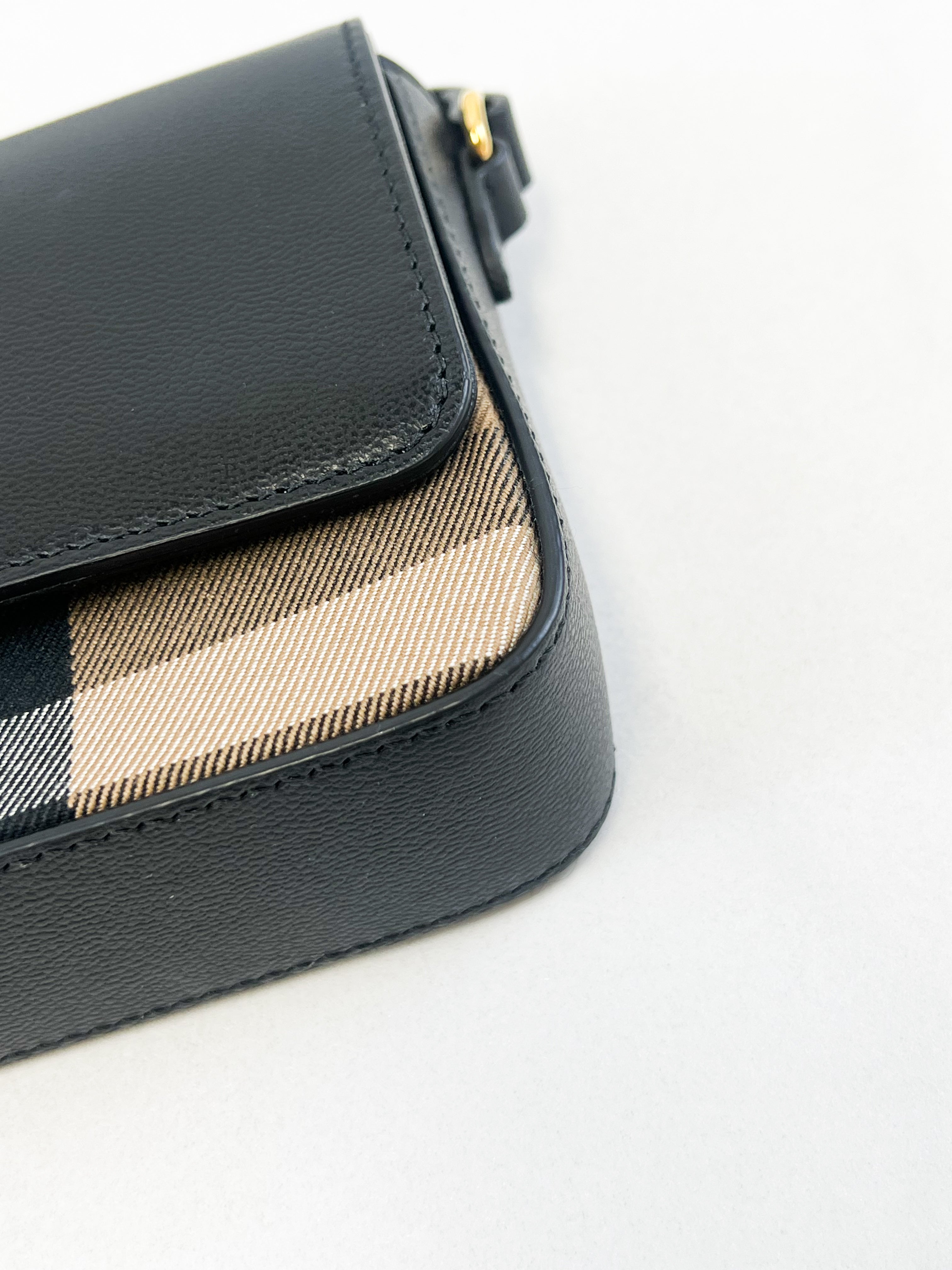 Burberry Leather and Vintage Check Note Crossbody Bag