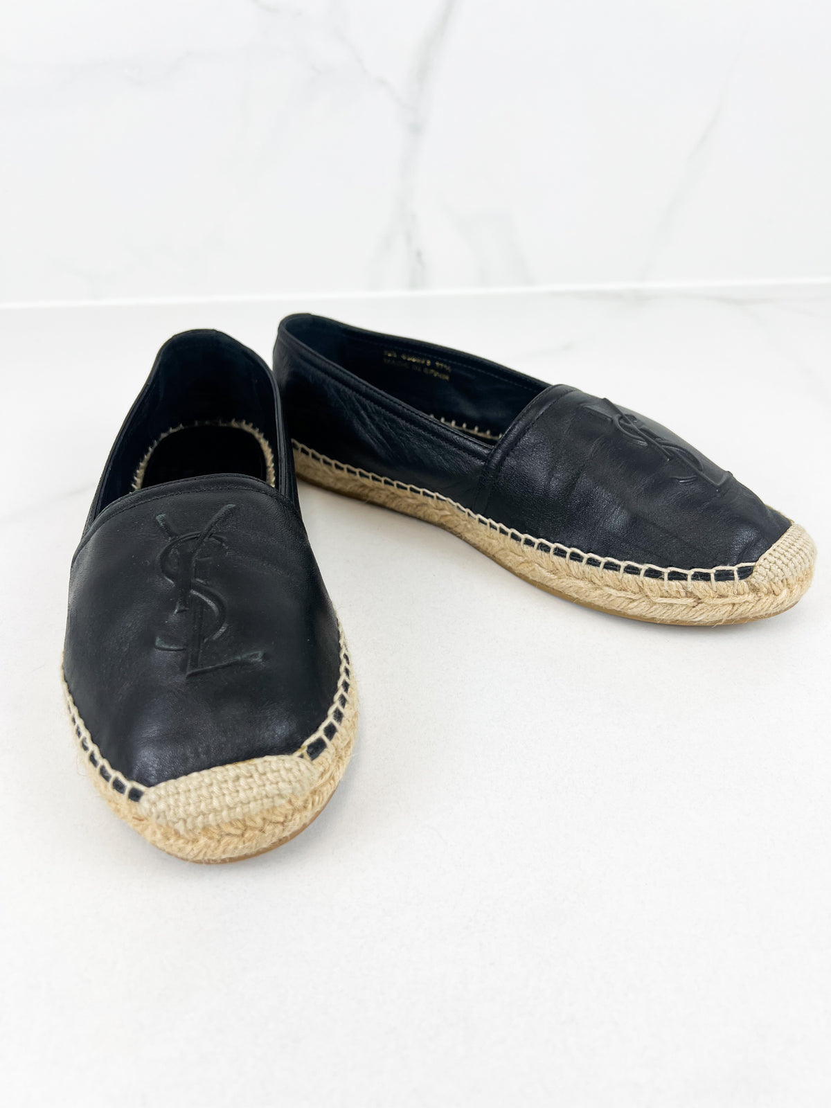 Saint Laurent Black Monogram Espadrilles Size 37.5