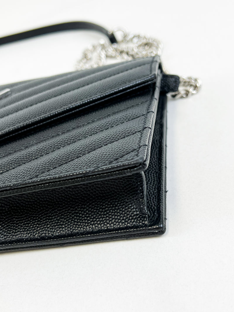 Saint Laurent Black Cassandre Envelope WOC SHW