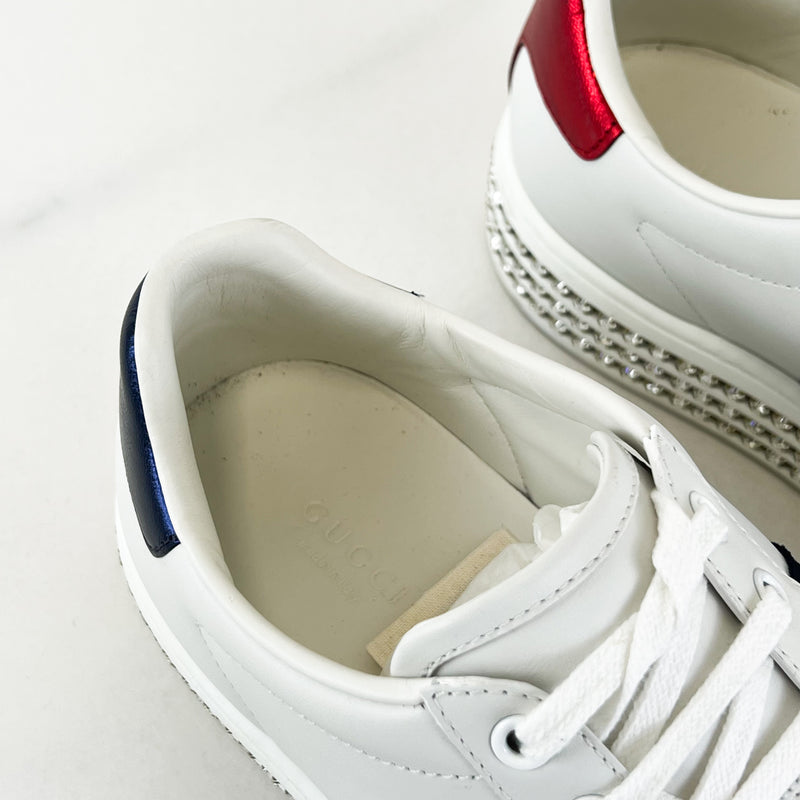 Gucci Ace Bee Embroidered Crystal Platform Sneaker Size 38 Shopluxe Consignment