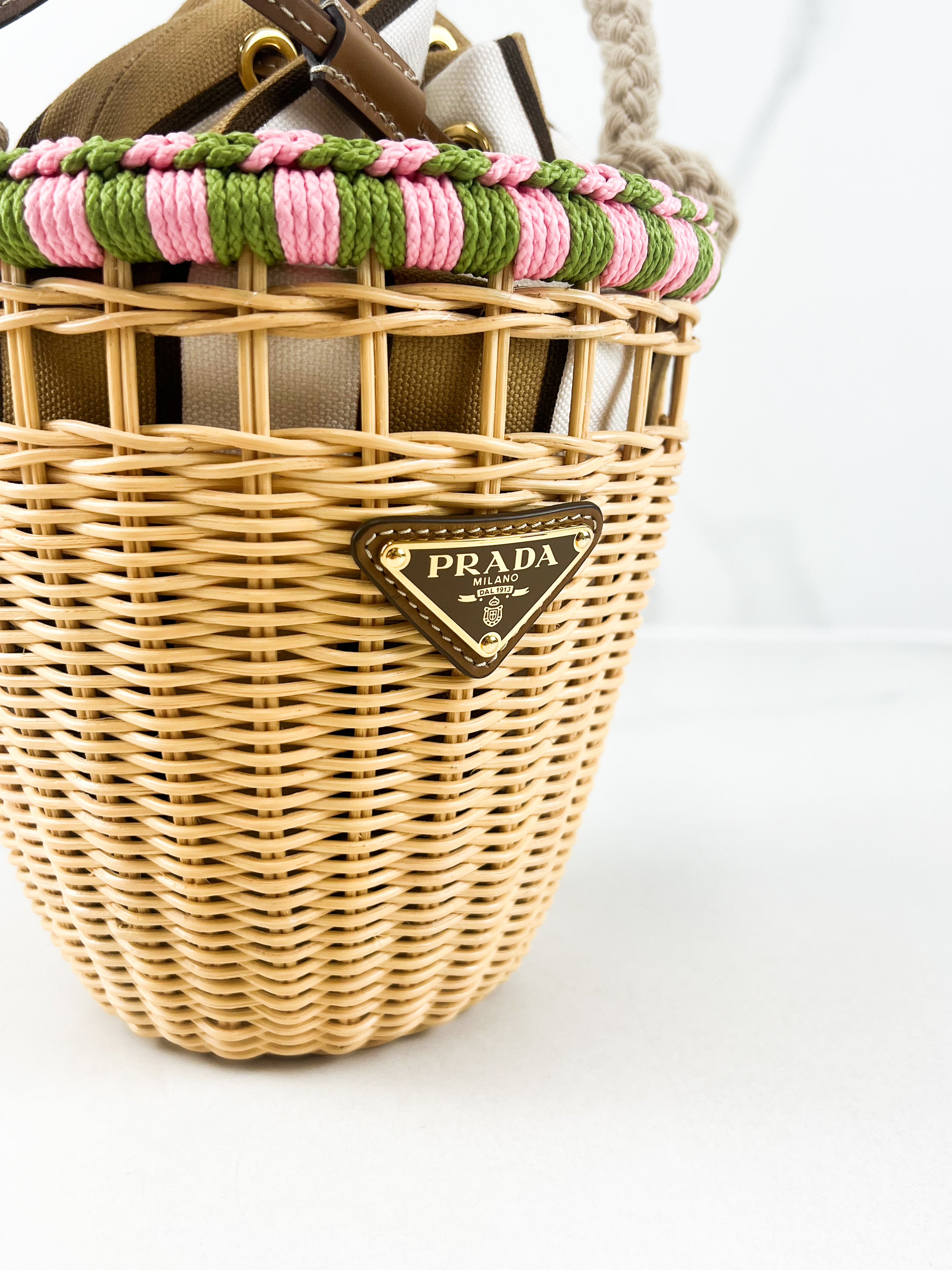 Prada Mini Wicker Bucket Bag