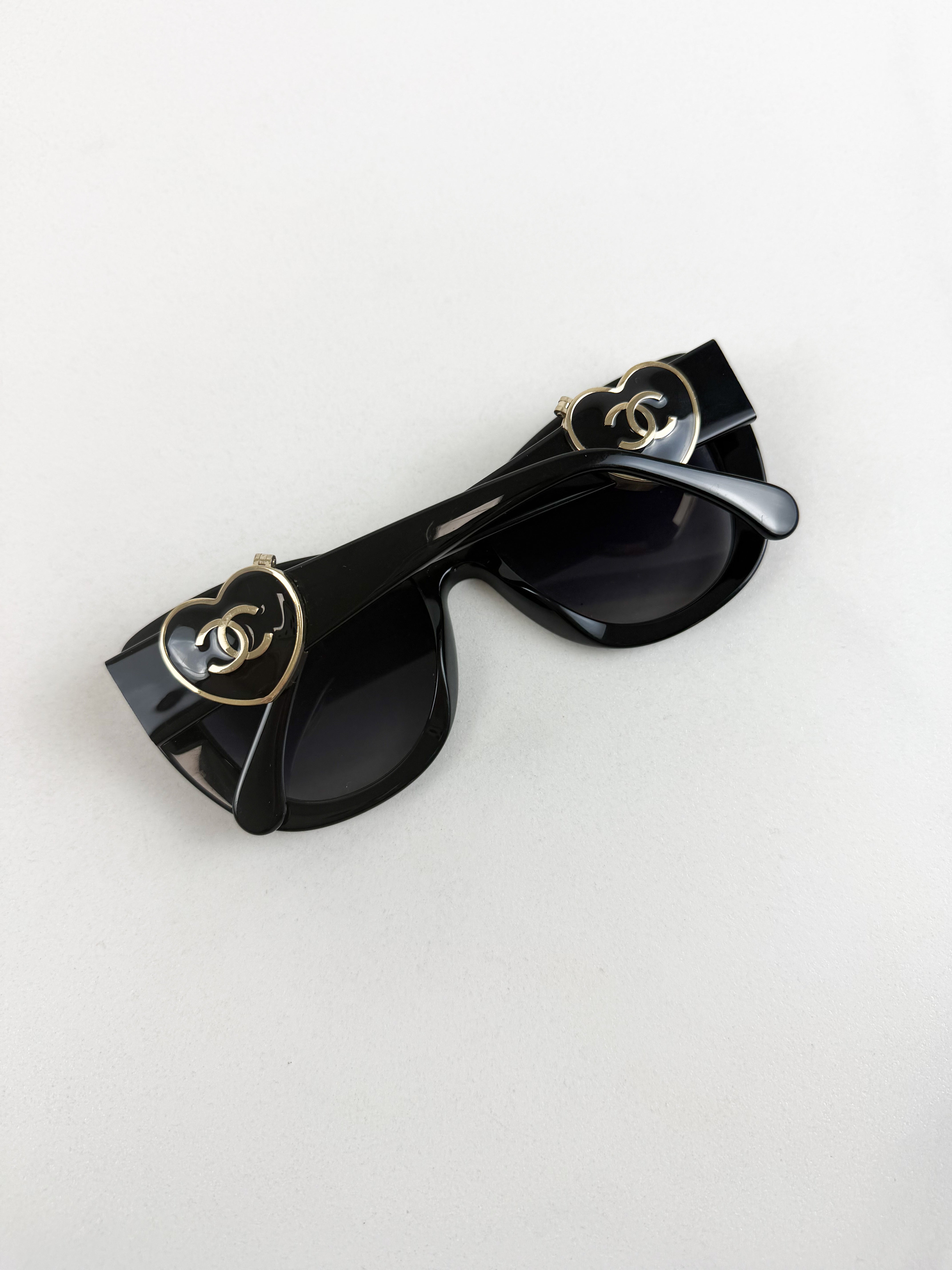 Chanel Heart Logo Black Sunglasses
