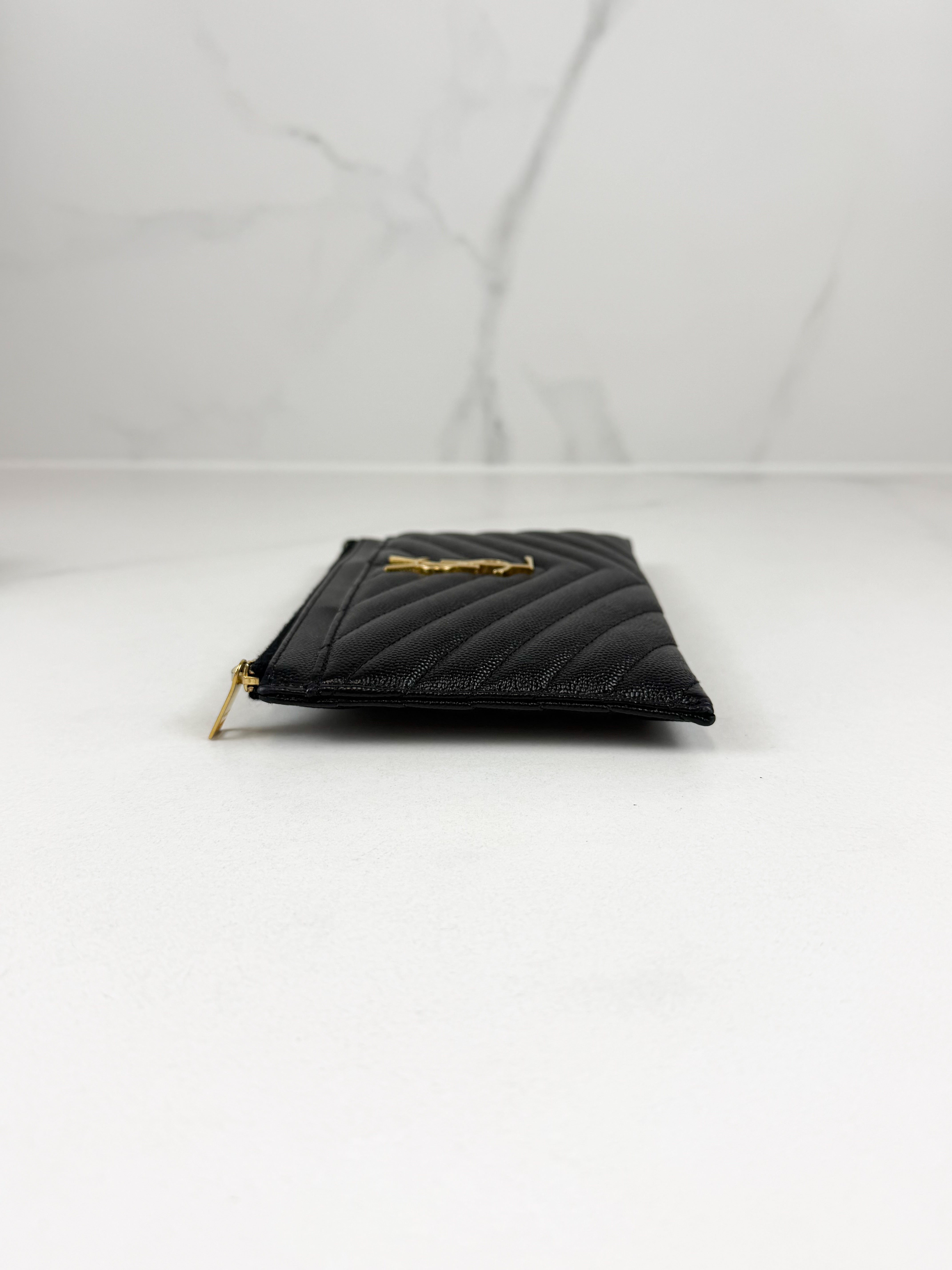 Saint Laurent Cassandre Metelasse Pouch in Grain De Poudre Leather with GHW