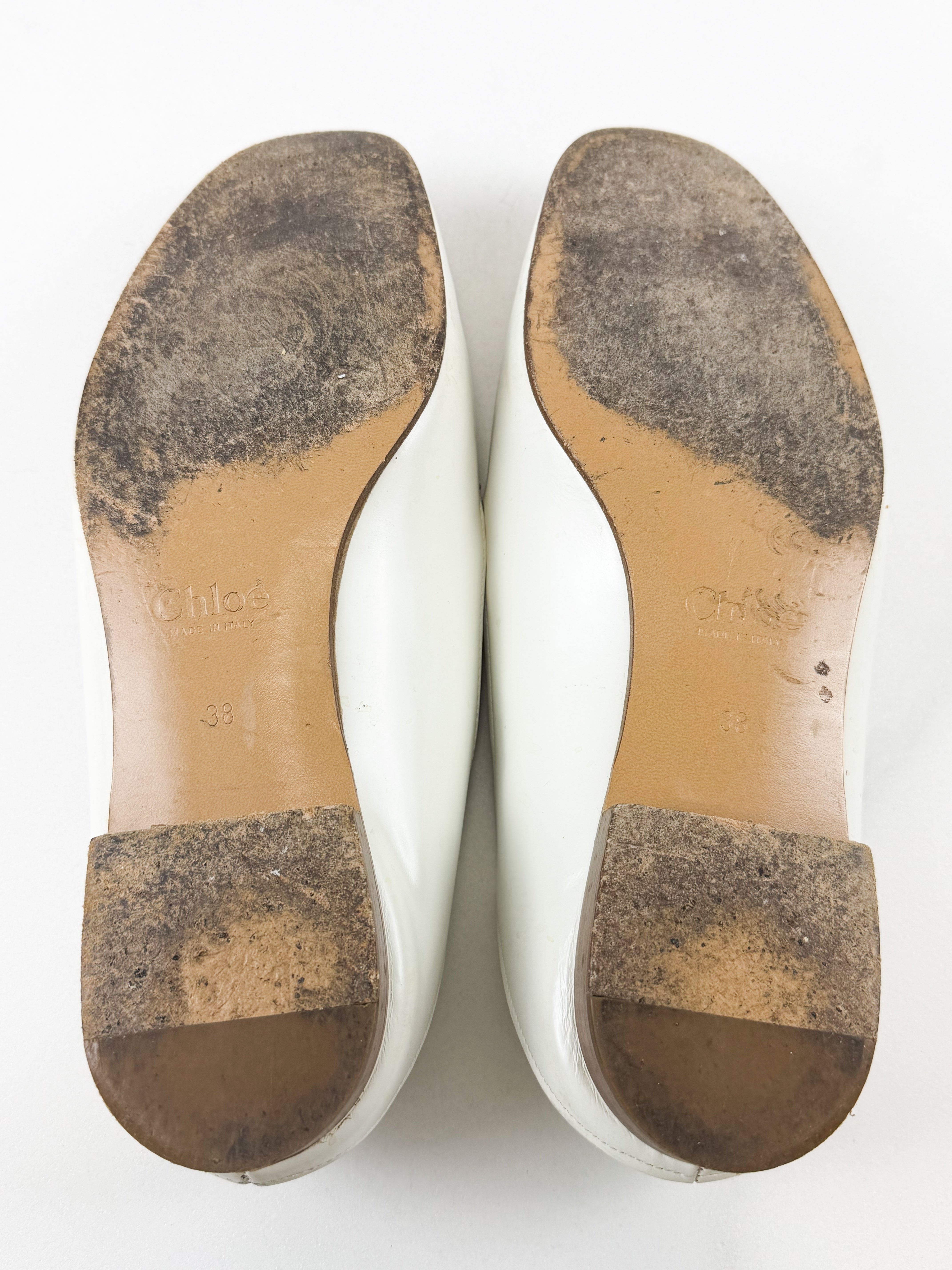 Chloe White Leather Loafers Size 38