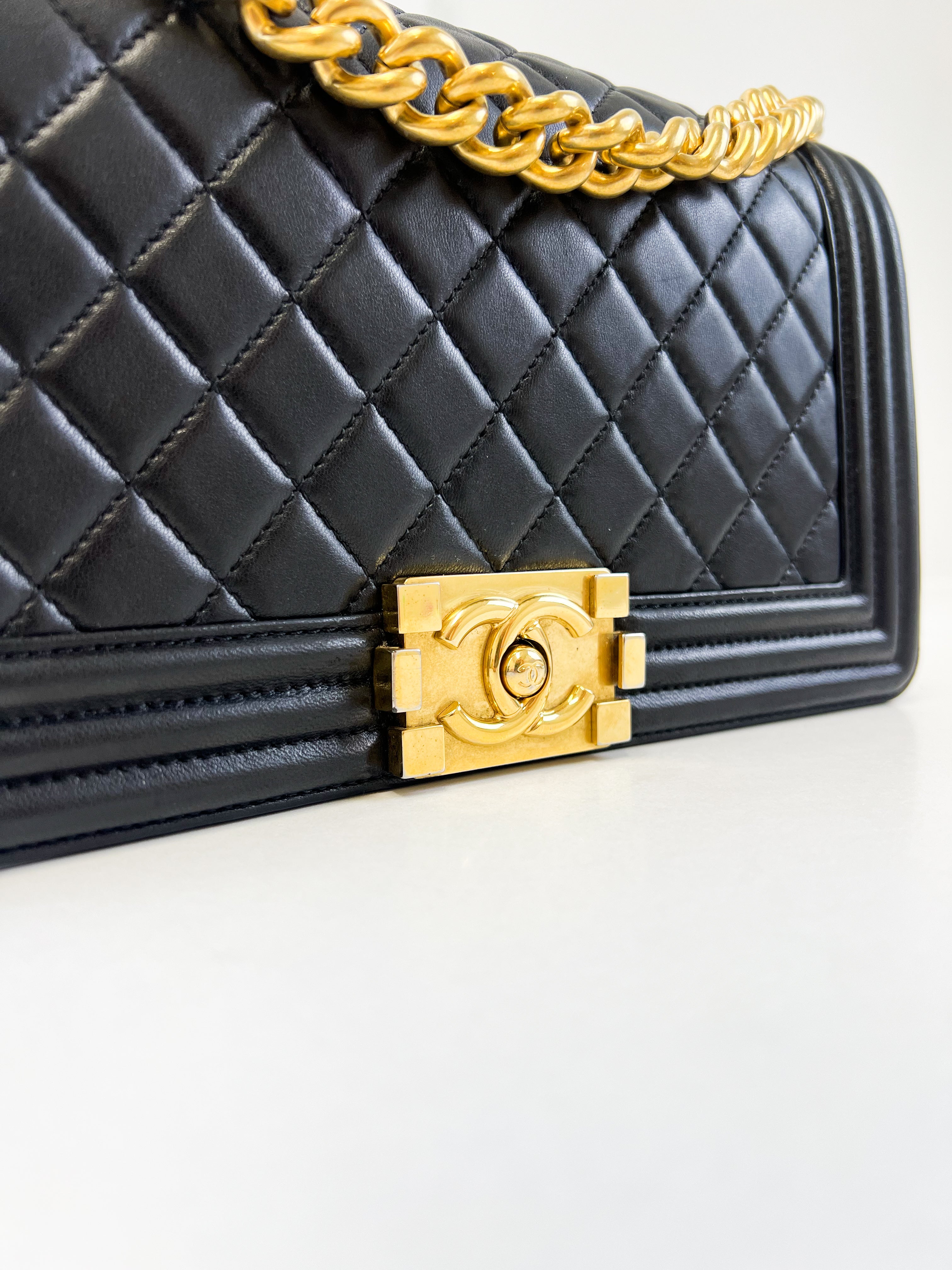 Chanel Black Old Medium Lambskin Boy Bag GHW