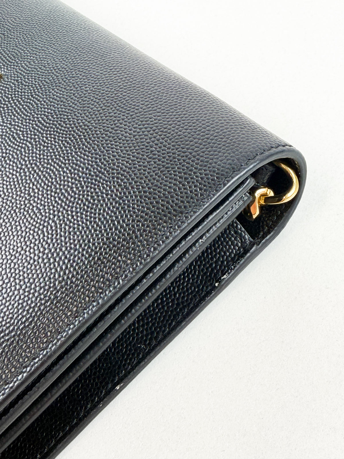 Saint Laurent Small Black Kate Chain Bag in Grain De Poudre Embossed Leather with GHW