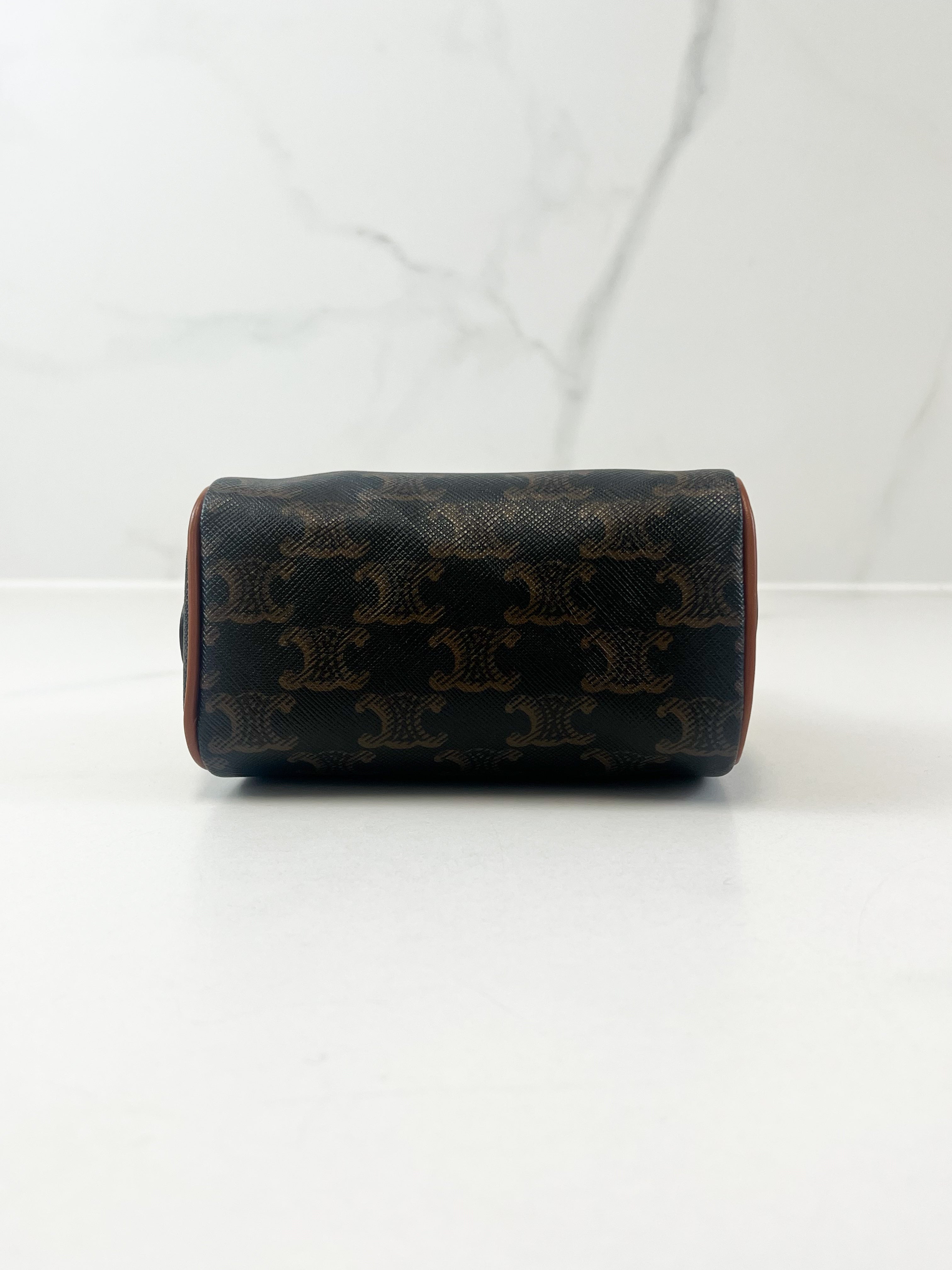 Celine Mini Boston In Triomphe Canvas and Calfskin