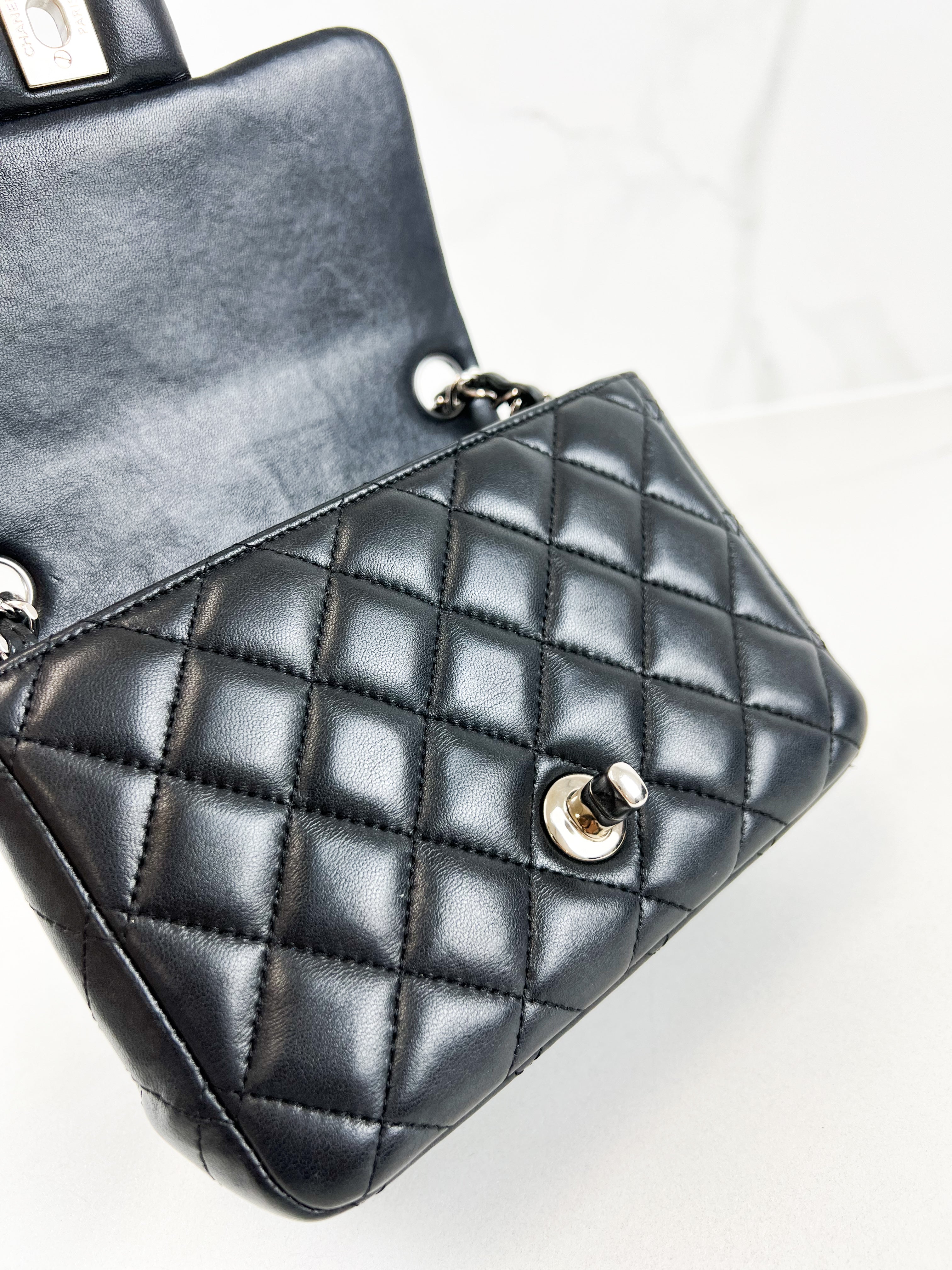 Chanel Mini Square in Black Lambskin with SHW