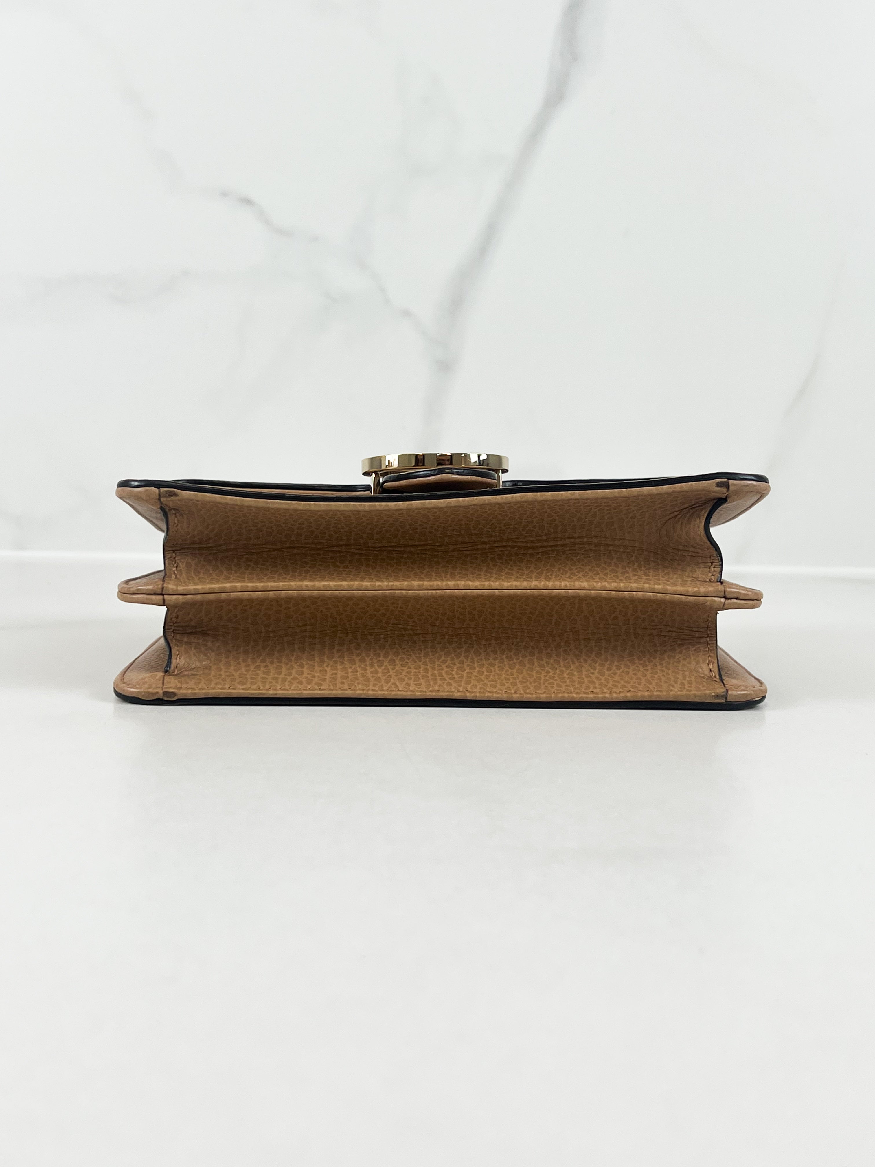 Gucci GG Interlocking Small Leather Shoulder Bag in Beige