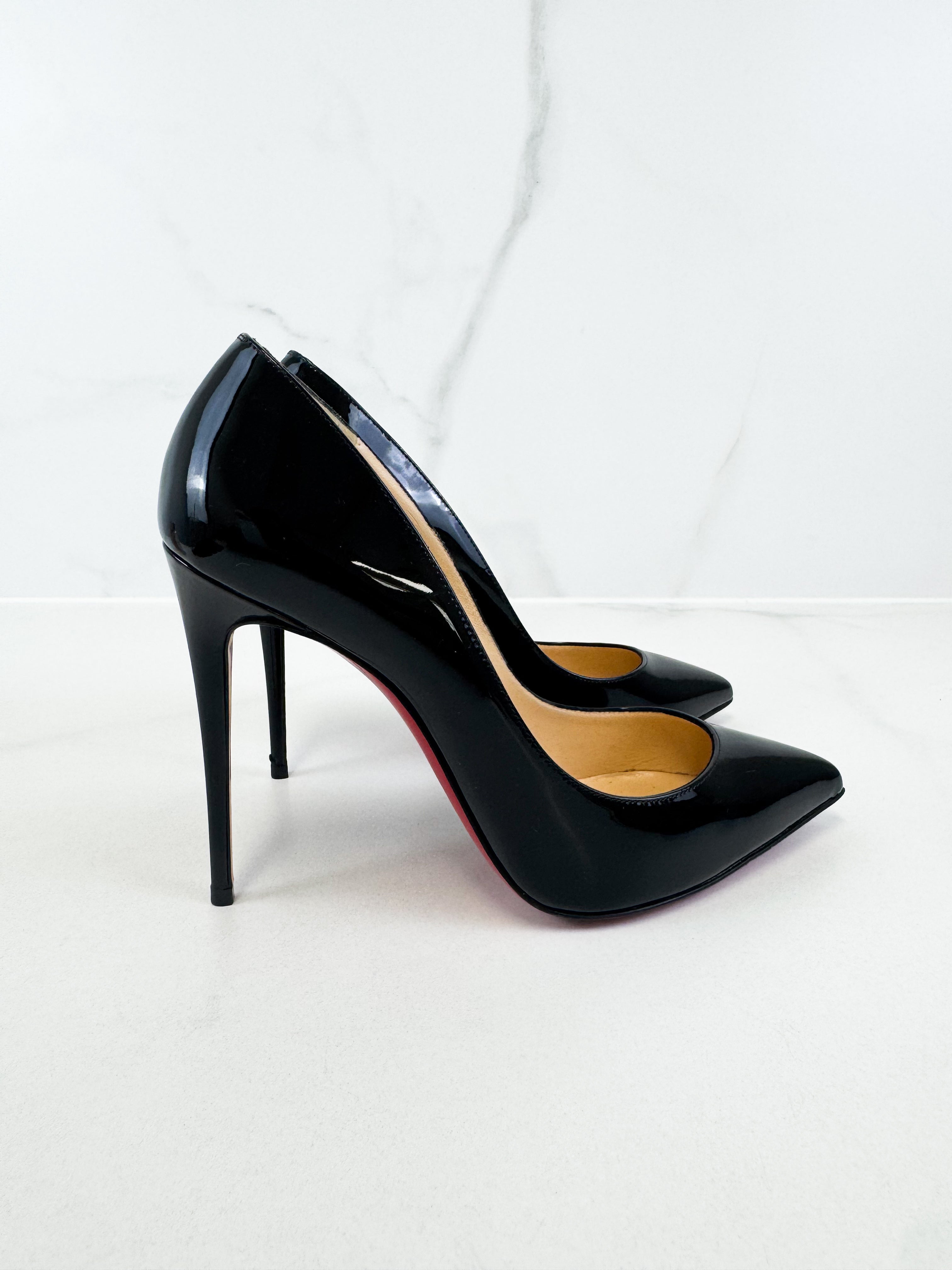 Christian Louboutin Black Pigalle Follies 100 Patent Size 38