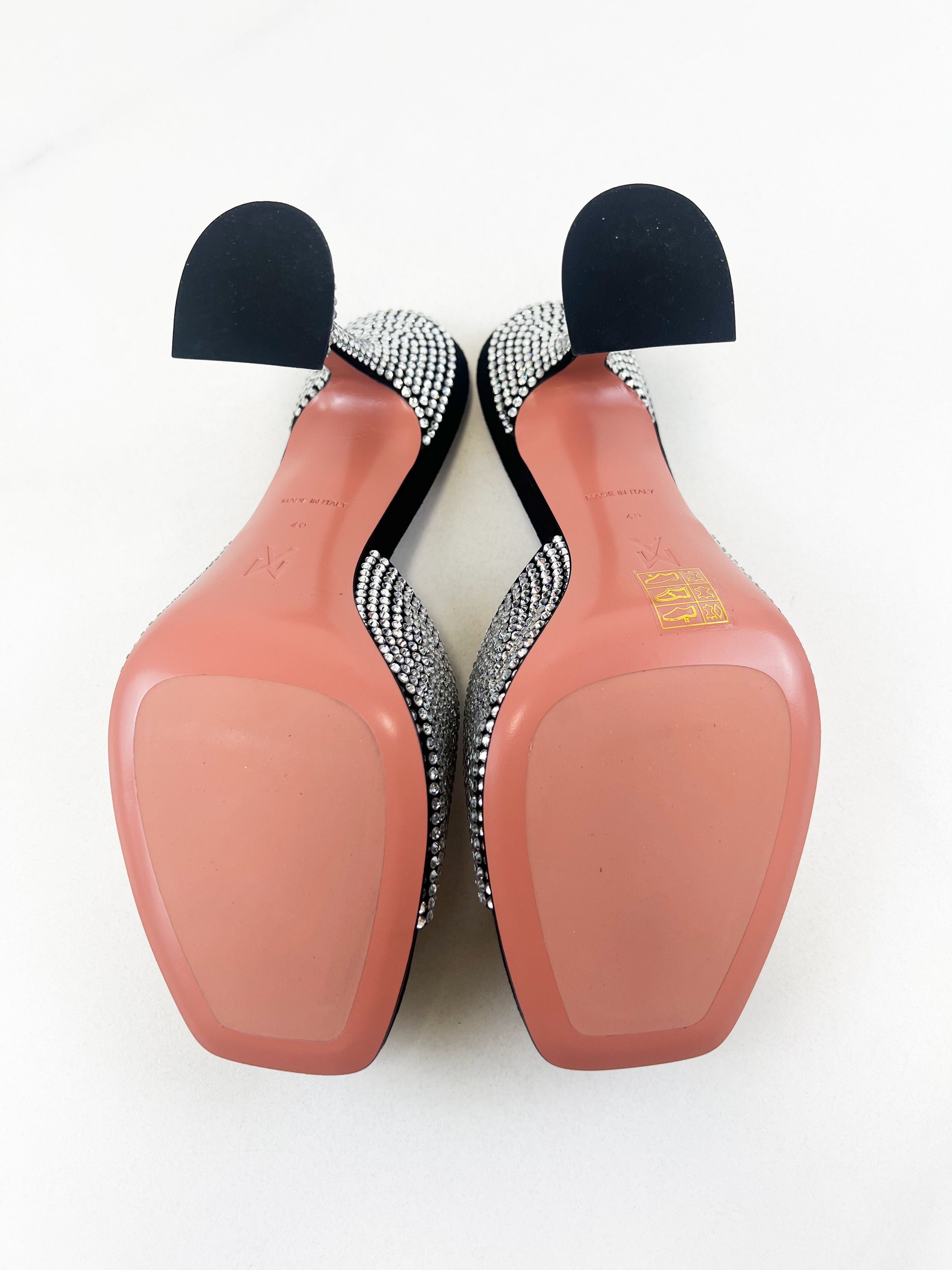 Amina Muaddi Lupita Crystal-Embellished suede mules in Black Size 40