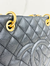 Chanel Black Caviar CC Logo Embossed GST Tote